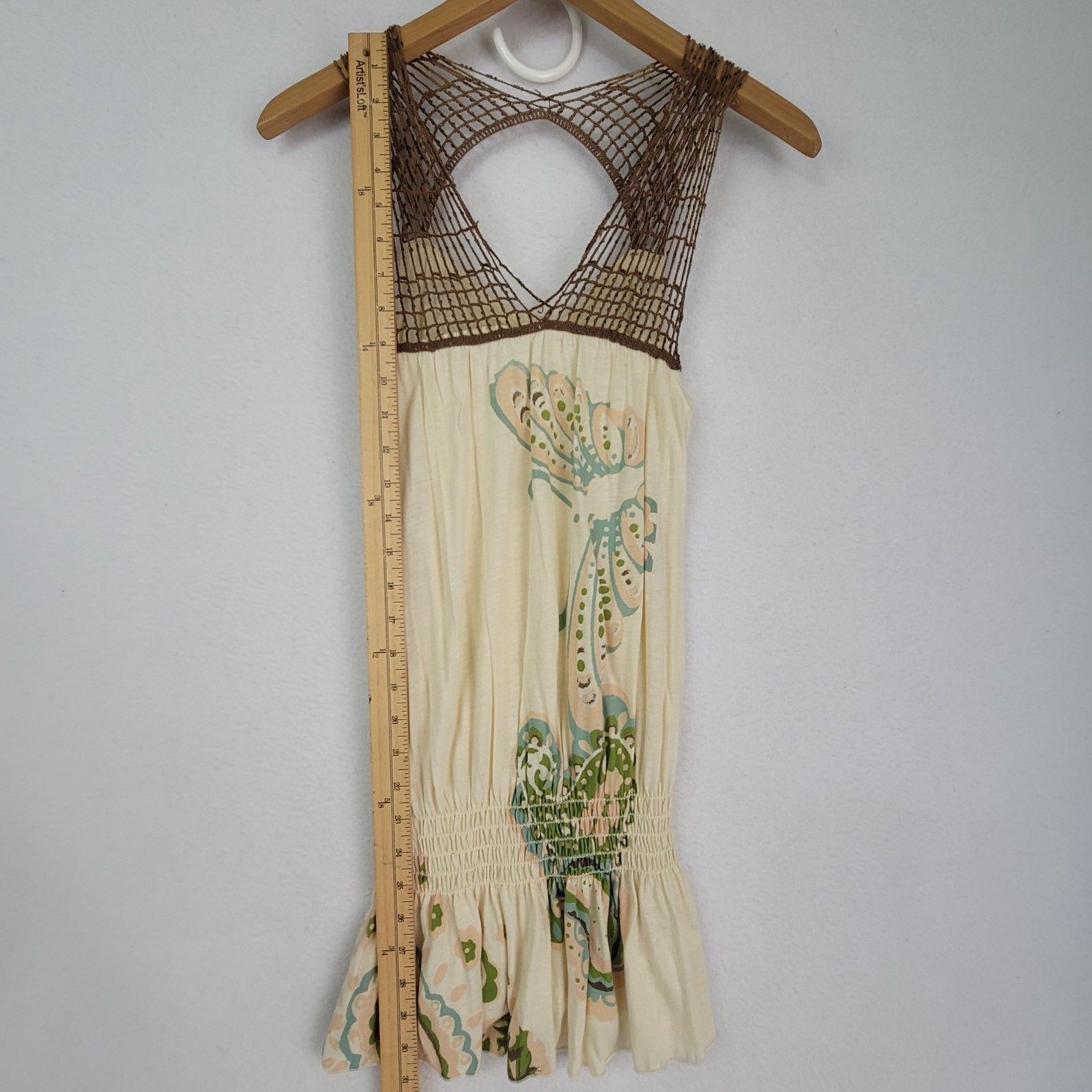 Buffalo David Bitton Vintage Y2K Open-Knit Butterfly Boho Tunic Top Size Small