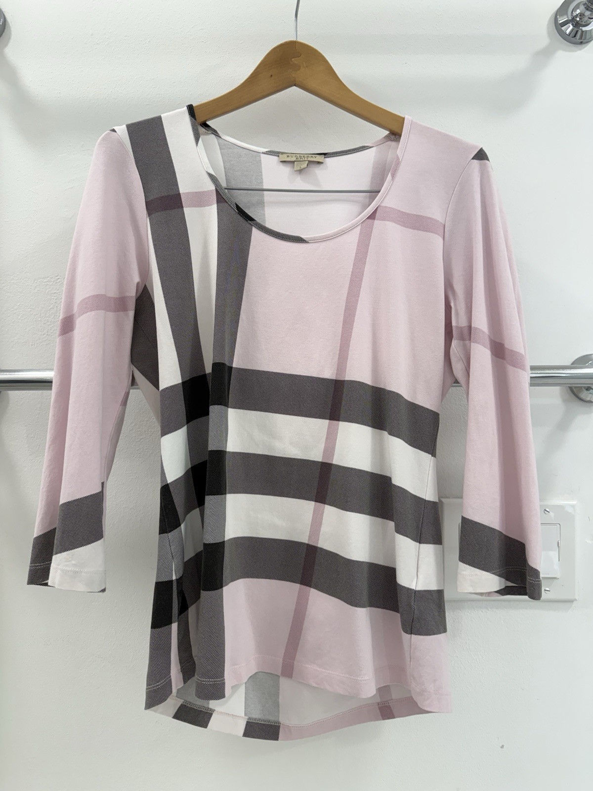 Burberry Brit Nova Check Women’s Stretch Cotton Blouse Top Size L