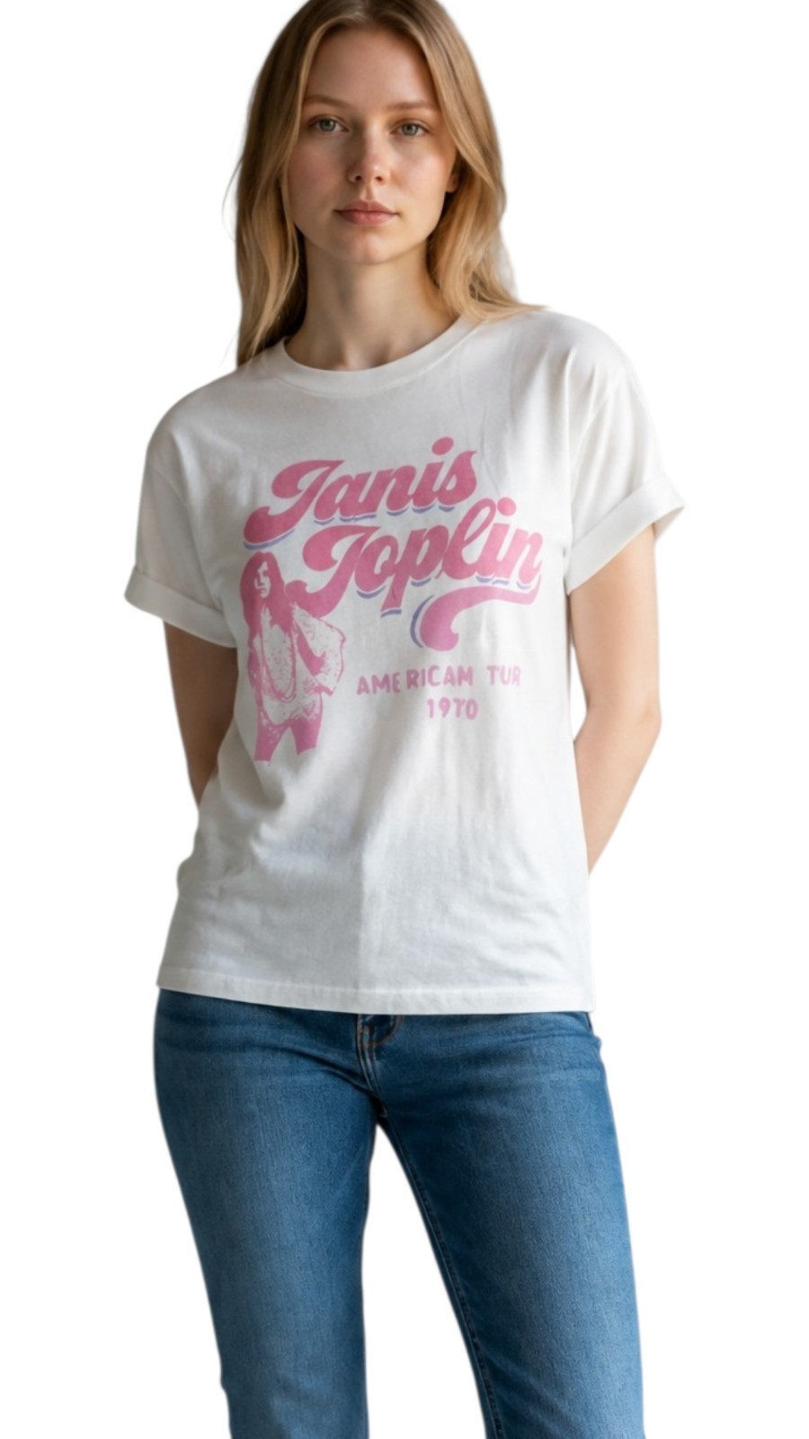 Lucky Brand Janis Joplin Graphic T-Shirt Women’s Large NWT White Band Tee