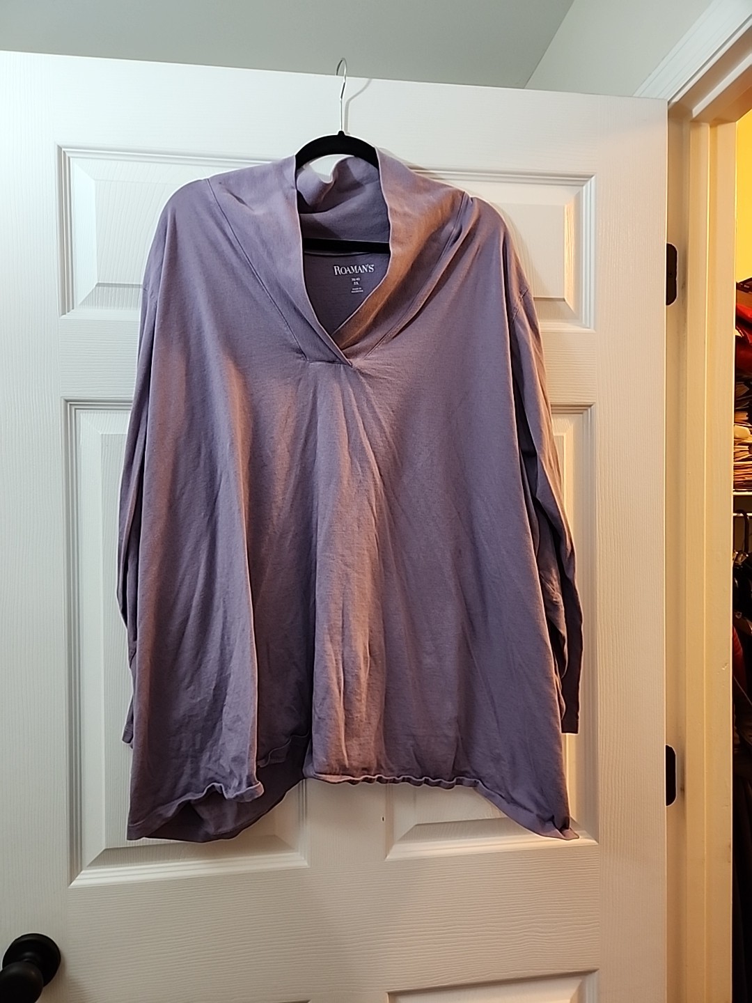 Roaman’s 5X Lavender Pullover Cotton Long Sleeve Casual Top Blouse