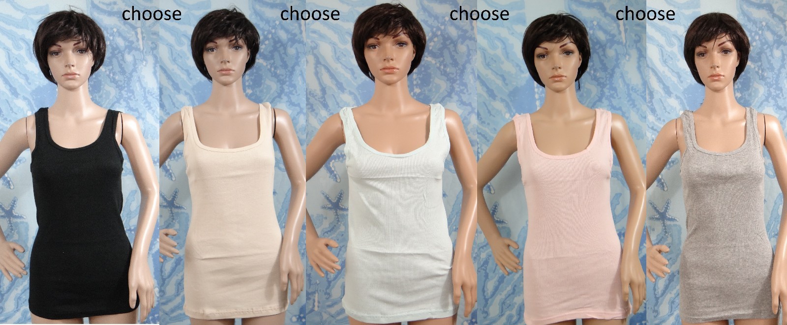 NEW ANDREW SCOTT black/gray/pink/beige or blue basic fashion ribbed tank top,L
