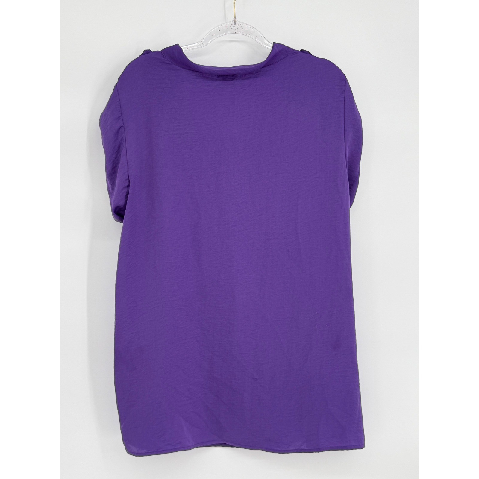Nue Options Plus Womens Sz 2X Purple Cowl Neck Short Sleeve Blouse