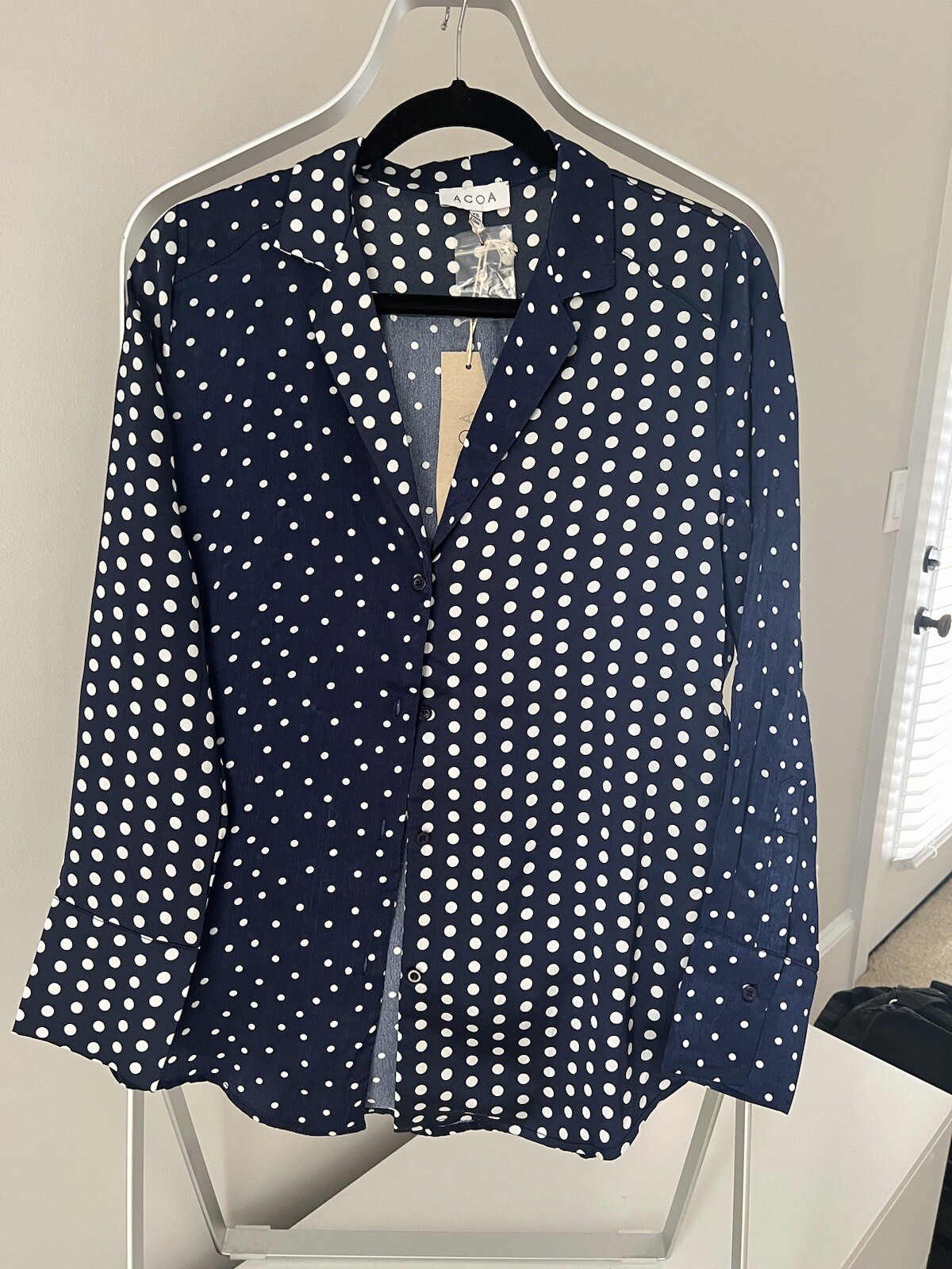 ACOS Woman’s Polka Dot Blouse Silky Size XS NWT