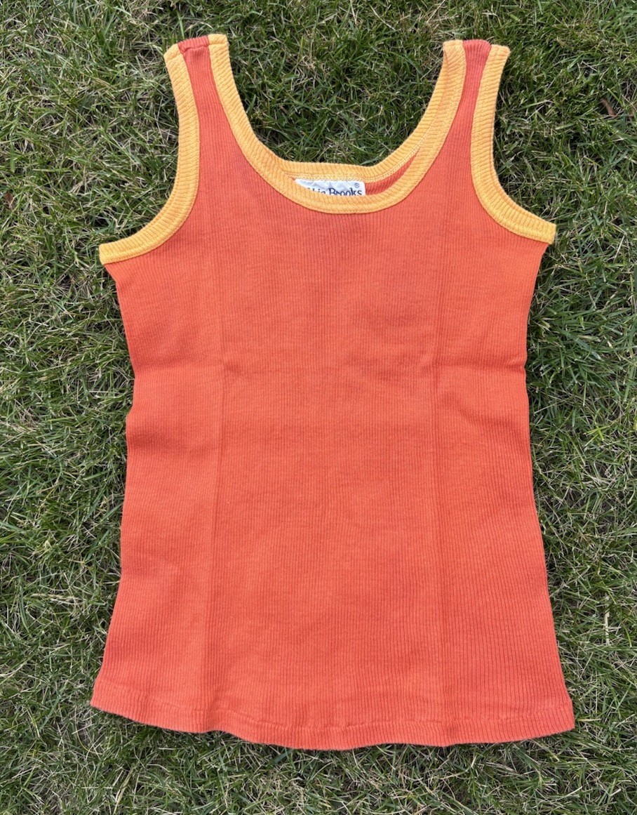 Vintage 80s Bobbie Brooks Peach / Orange Knitted Tank Top Made In USA • Size S
