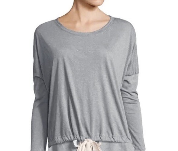 Eberjey Heather Slouchy Long Sleeve Top in Oatmeal Womens Size Medium