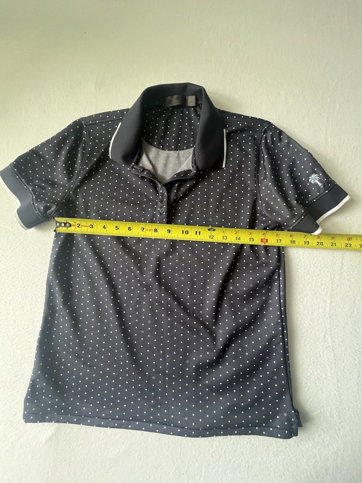 G/FORE Women’s Polo Shirt Size Large Blue Twilight Polka Dot Golf Sport Stretch