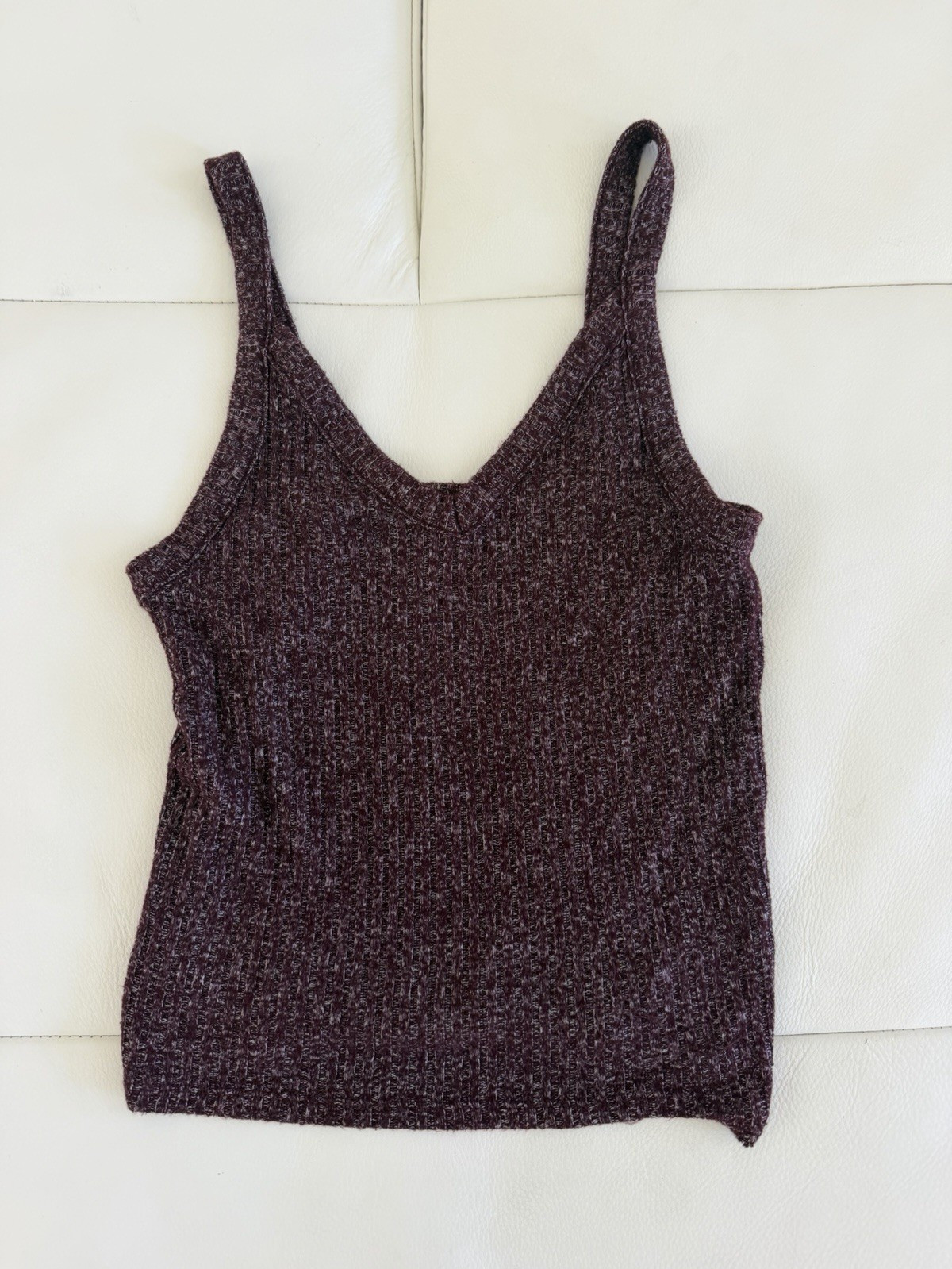 American Eagle Outfitters Soft & Sexy Rib Purple V-Neck Wide Strap Tank S