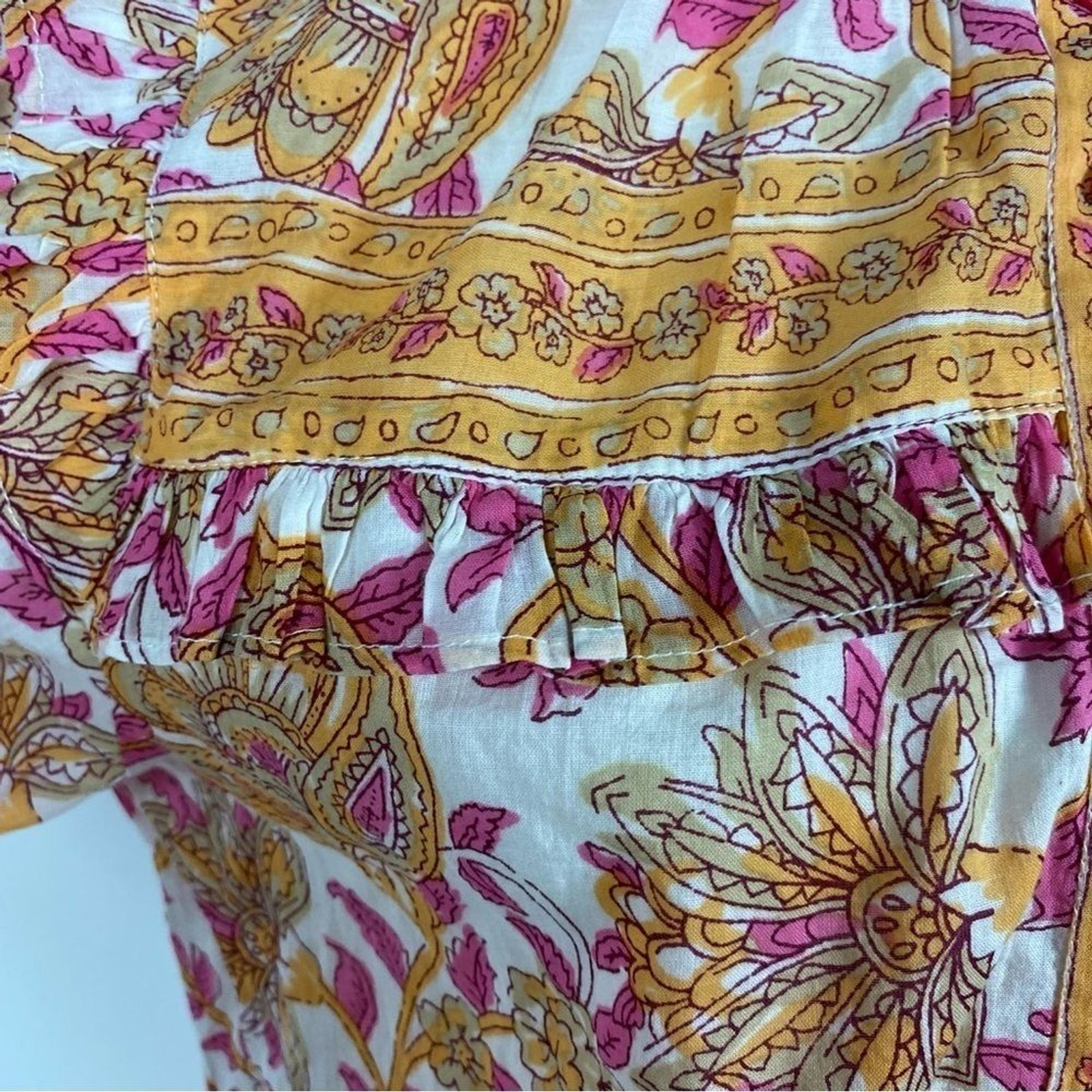 LOLA Australia ruffle paisley blouse sz M
