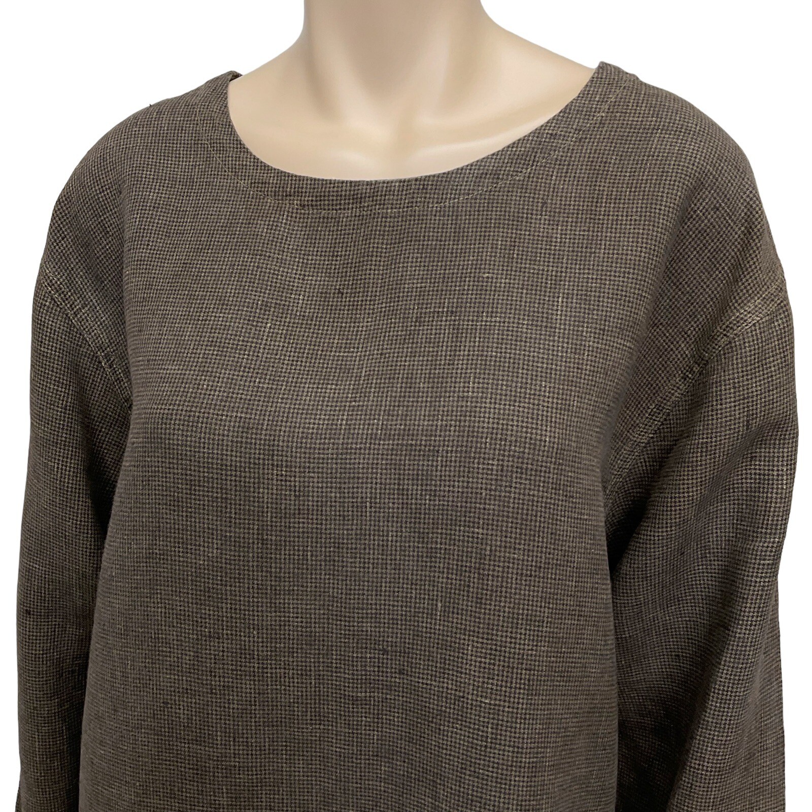 Click By Color Me Cotton Top Women Medium Brown Long Sleeve Lagenlook