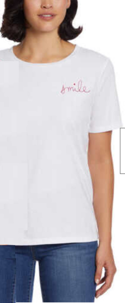 Ella Moss Women’s Embroidered Crewneck Short Sleeve Tee, 2-Pk Red/White S )NWT