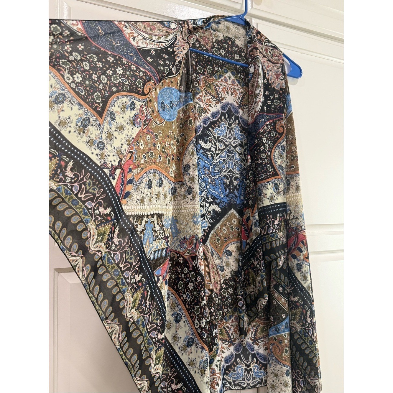 Boho Floral Patchwork Sleeveless Drape Vest – Neutral Multi Color Womens S/M