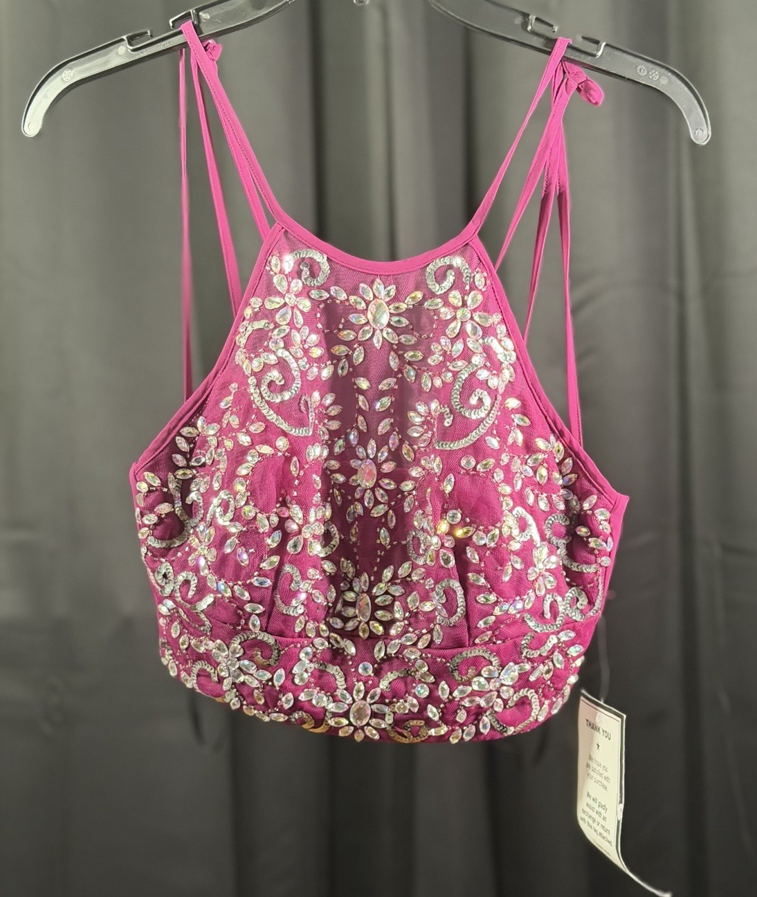 NWT B. Darlin Pink Embellished Rhinestone Formal Crop Top Size 1/2 Prom Party