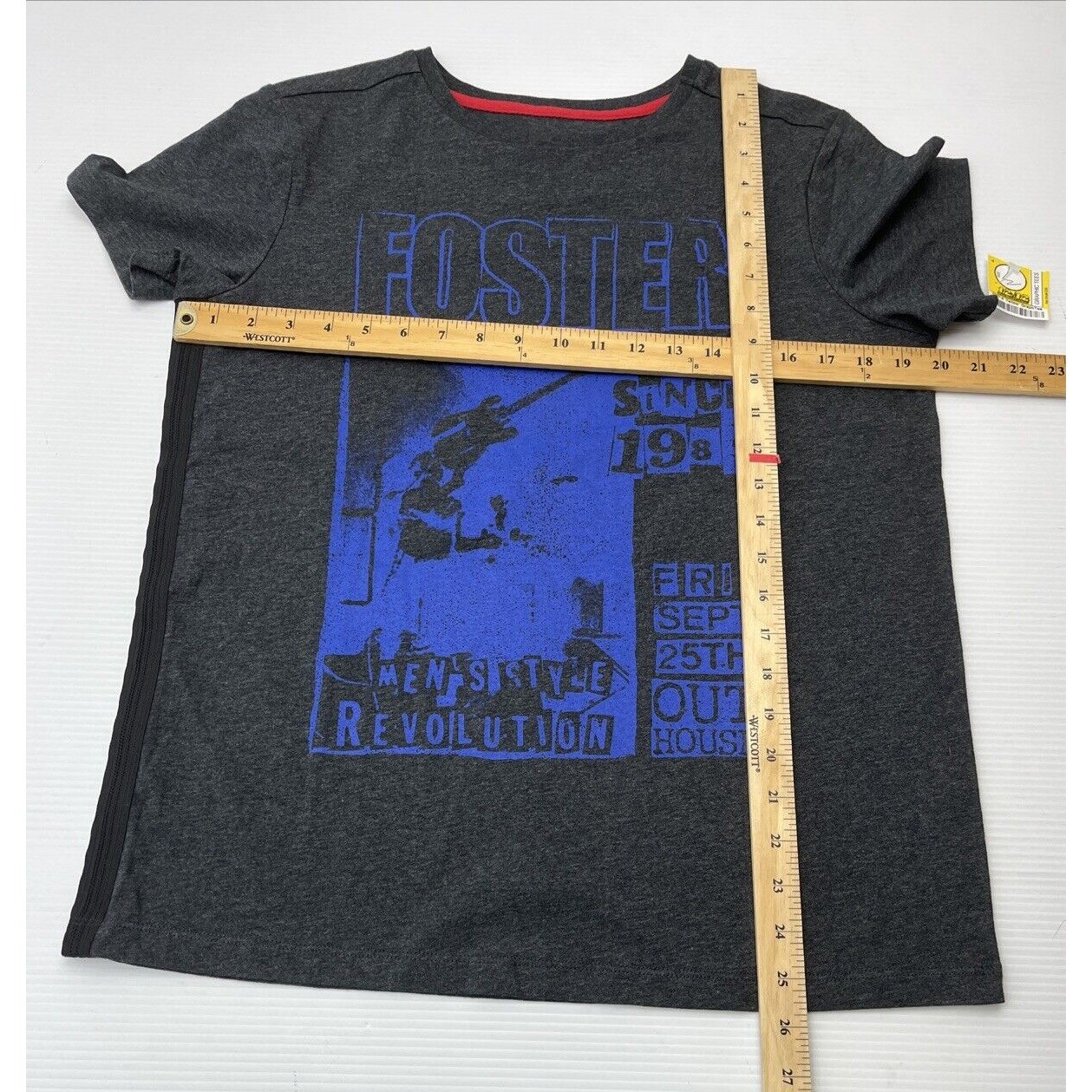 Foster Graphic T-Shirt Women Large Gray Blue Revolution Short Sleeve Good