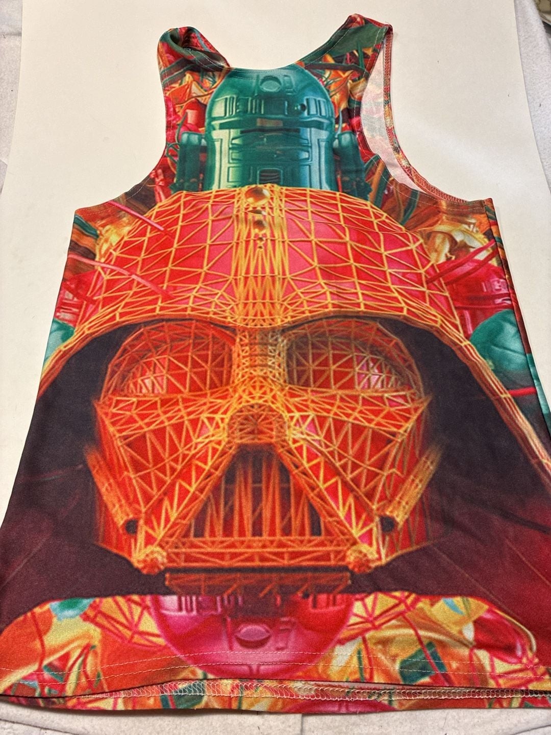 Star Wars Darth Vader Graphic Wireframe Design Racerback Tank Top