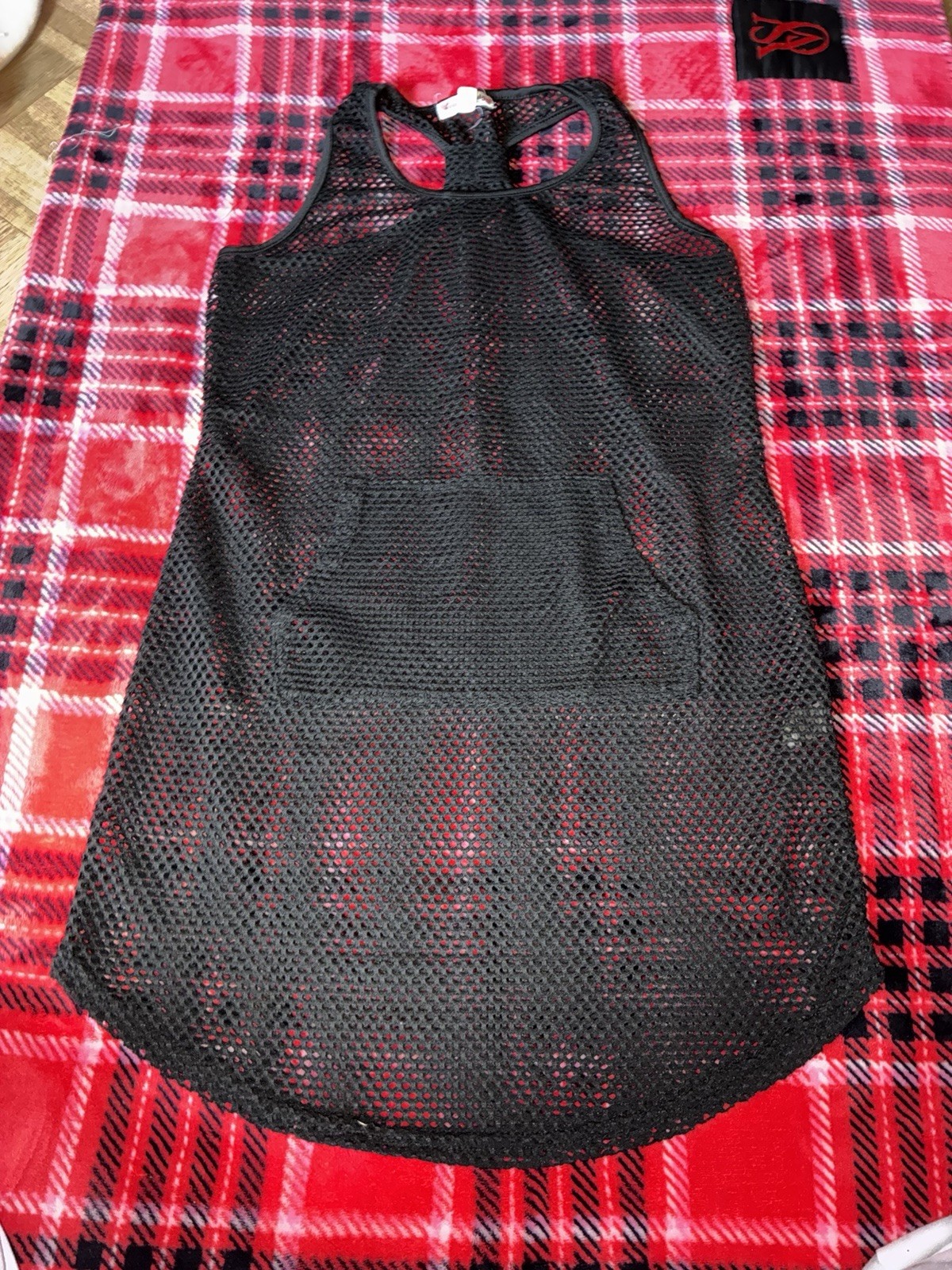 Candie’s Women’s Black Mesh Sheer Racerback Tank Top Scoop Neck Size M