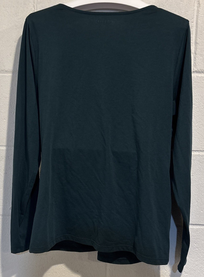Old Navy Twist Front Top Dark Green Long Sleeve Stretch Womens Size XL