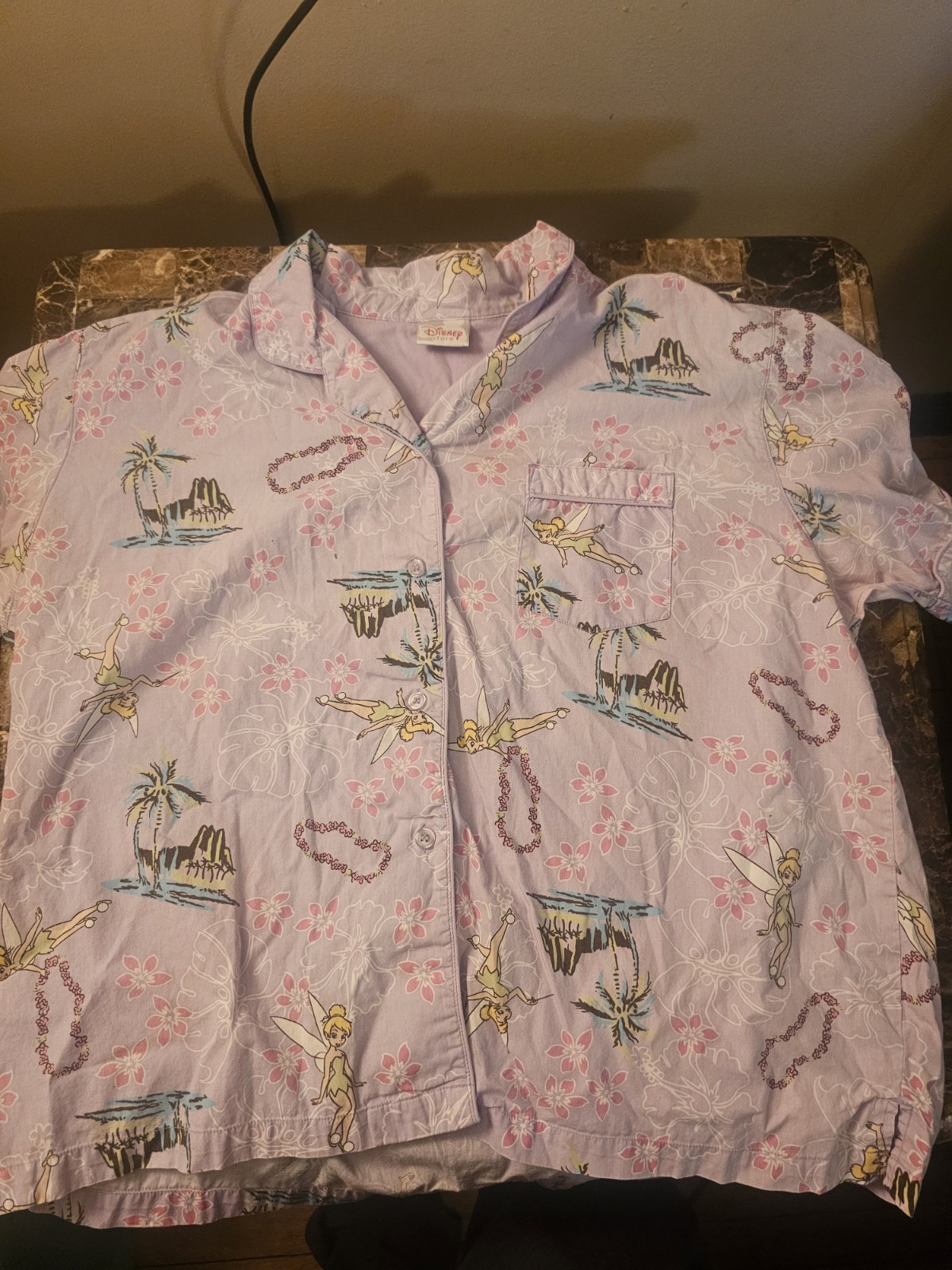 tinker bell button Up Pj Shirt