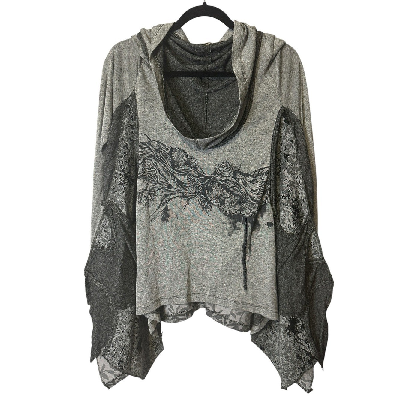 AngelsNeverDie Boho Graphic Distressed Layered Tunic Fairy Grunge Lagenlook S