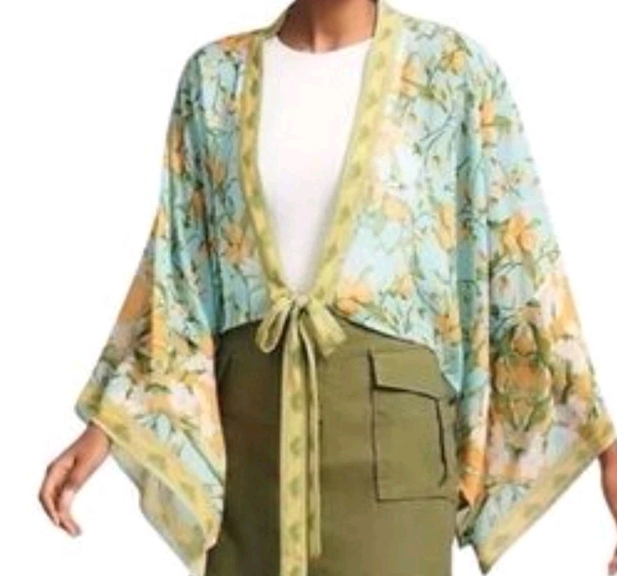 Anthropologie Pilcro Blue Green Kimono Top OS XS S M L