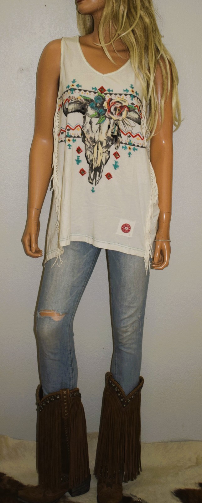 DOUBLE D RANCH Texas Rose Embroidered Tee Medium