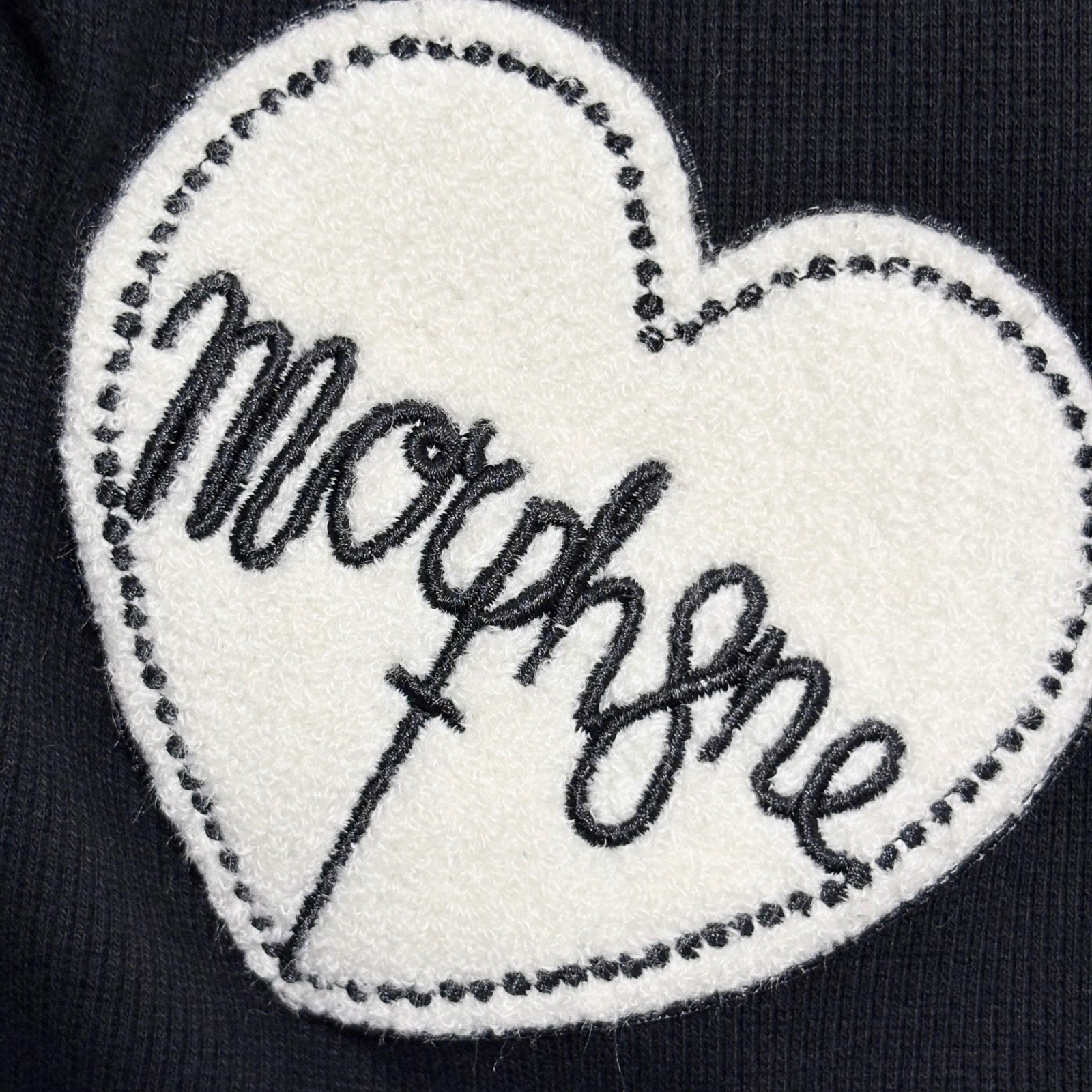 Morph8ne Black Heart Patches Cropped Long Sleeve Top Gothic Alt Grunge Medium