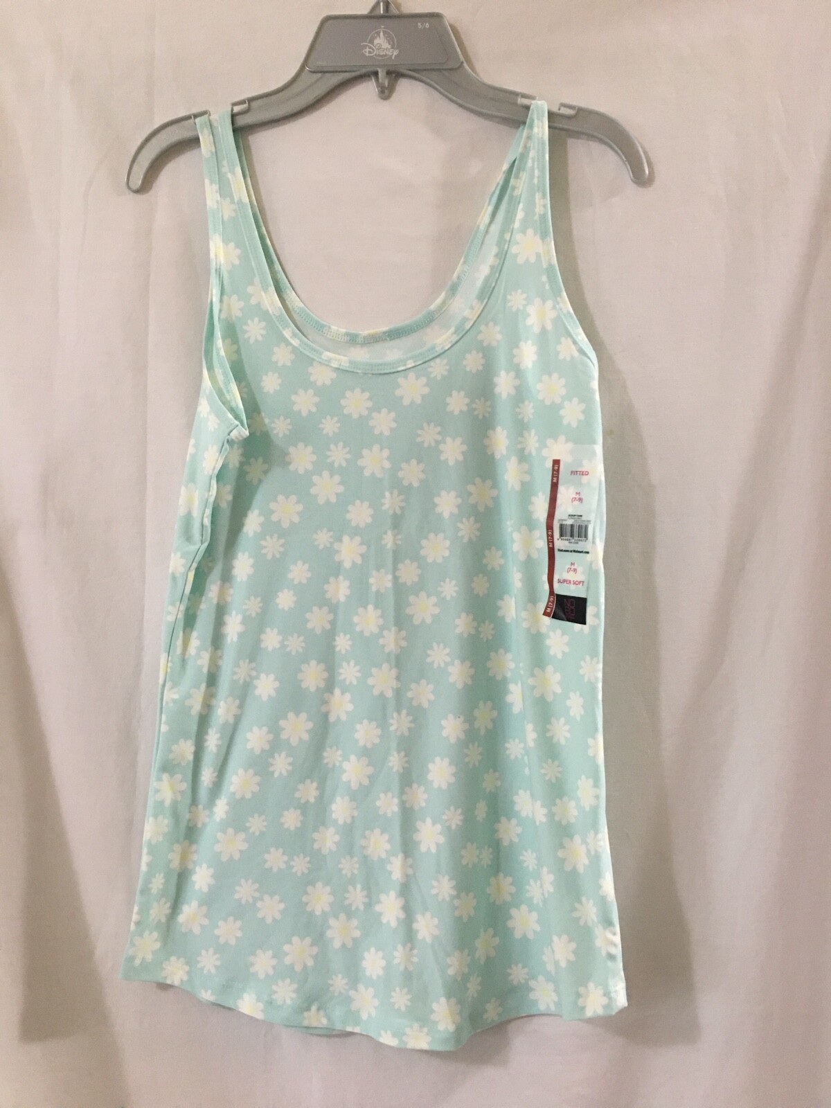 Blue Floral Knit Tank Scoop Neck Super Soft Stretch NO BOUNDARIES Women Junior