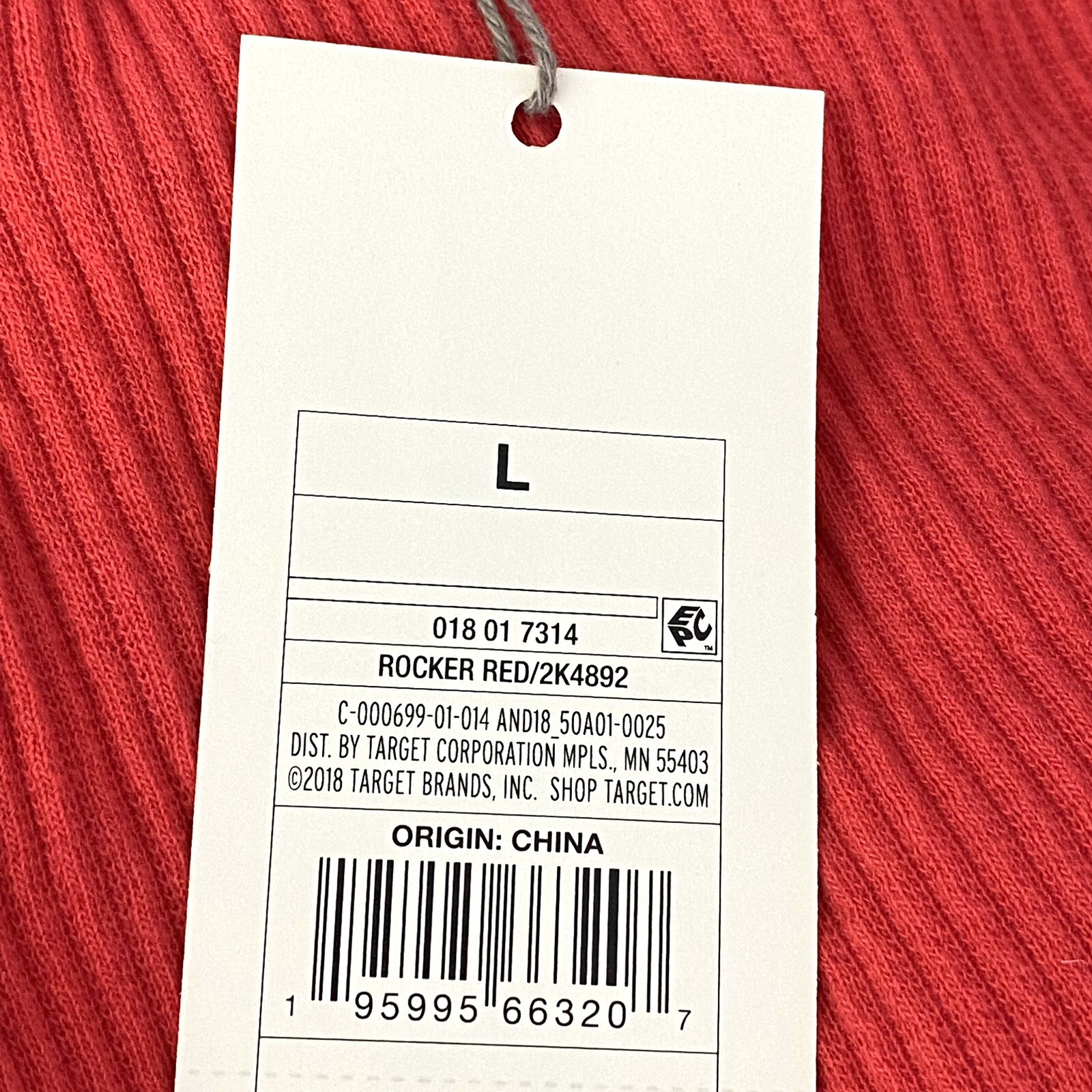 A New Day Womens Size L Ribbed Flutter Sleeve Top Rocker Red