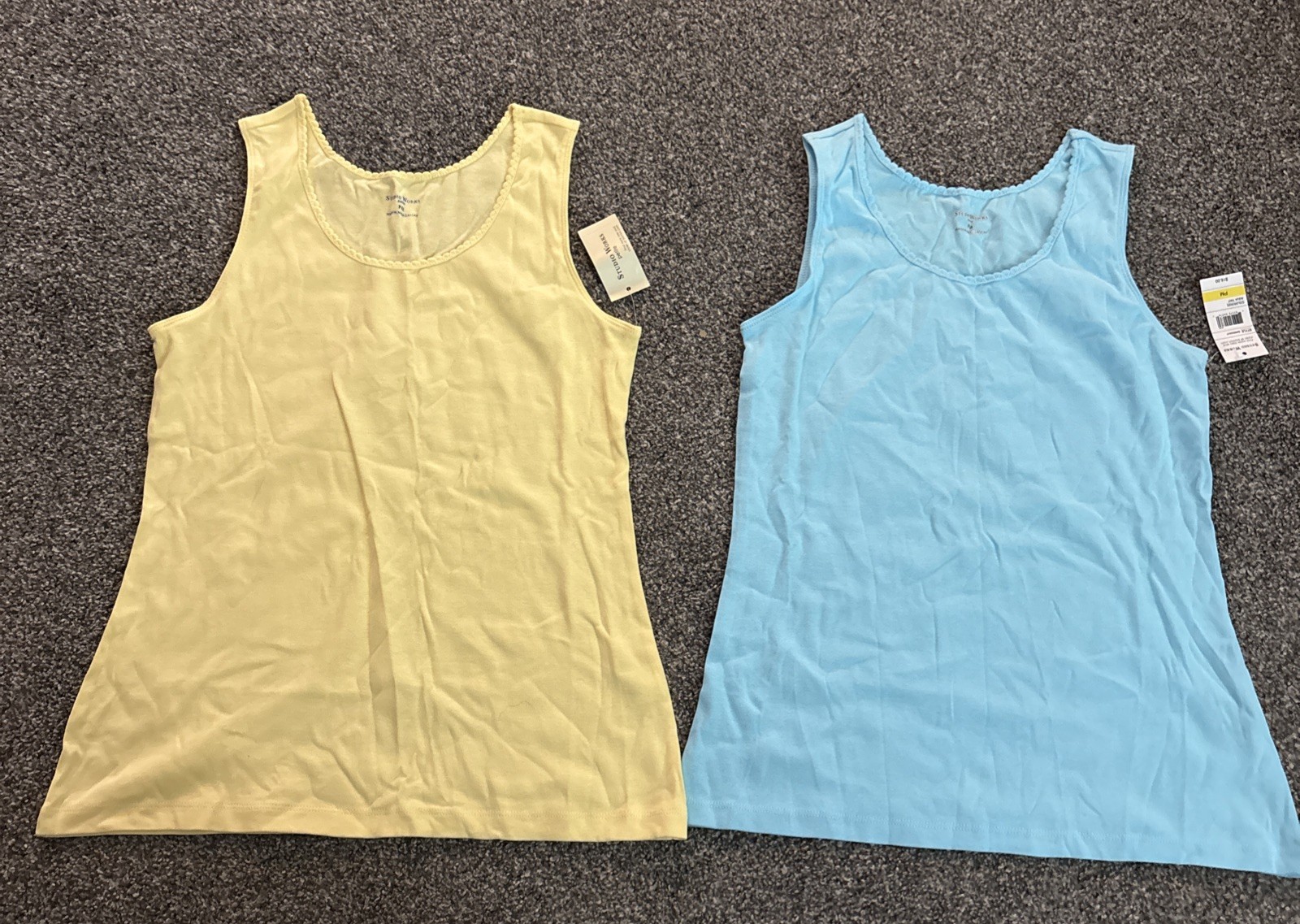 Studio Works Womens Petite Medium Tank Tops. Blue/yellow. 2 Total. NWT