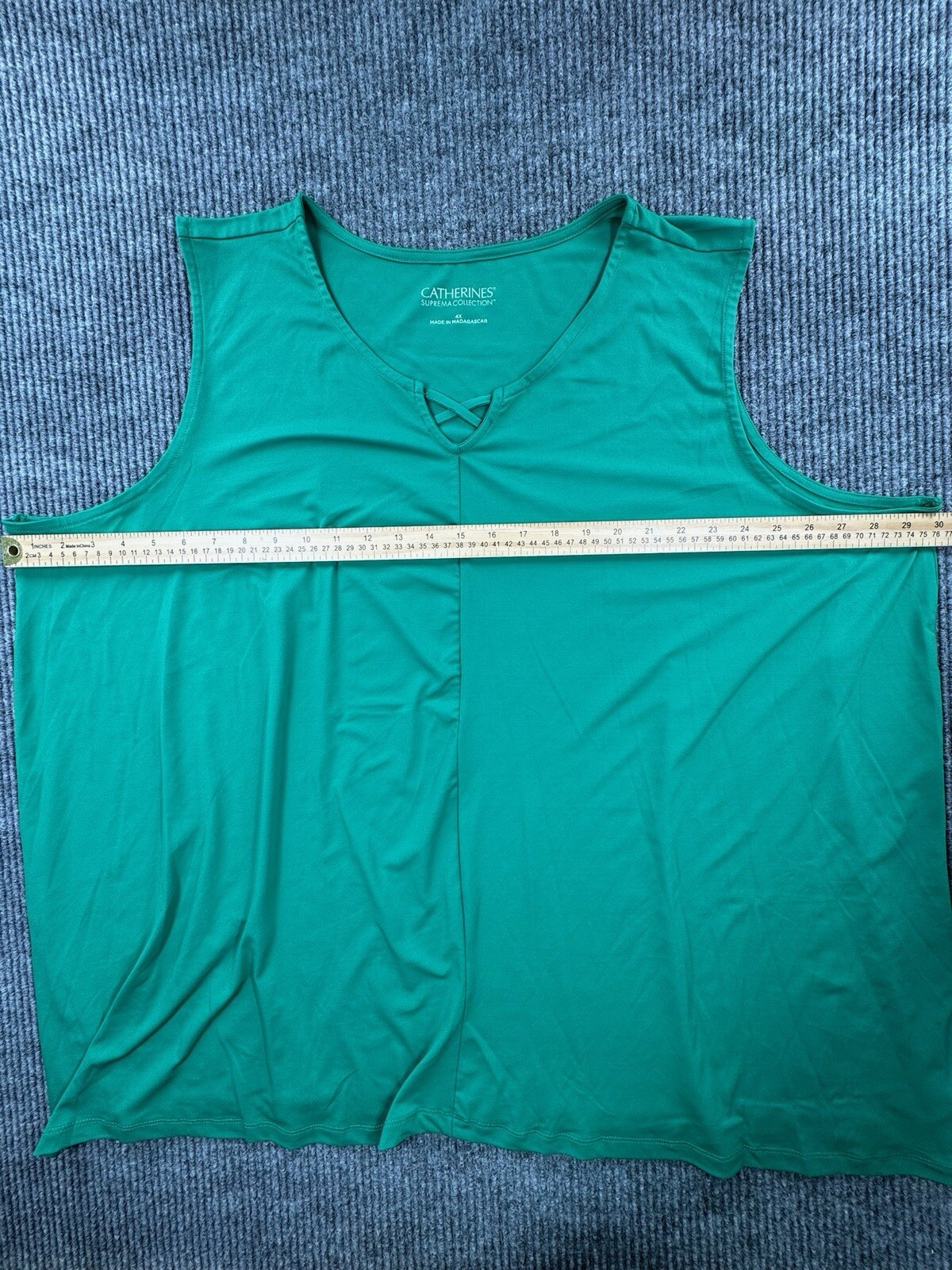 Catherines 4X Tank Top Shirt Green Travel Stretch V-Neck Sleeveless Tunic