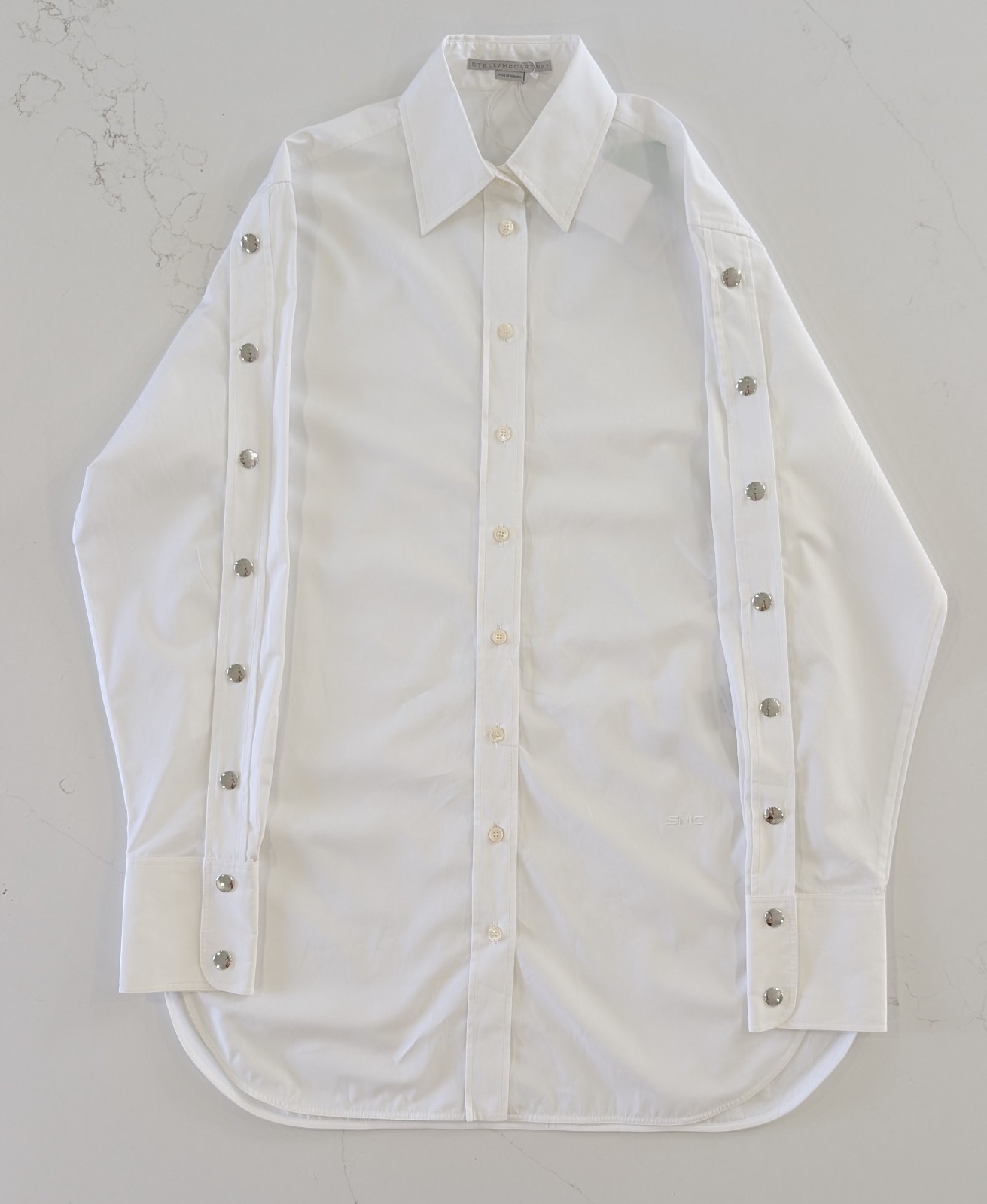STELLA McCARTNEY White Snapped Poplin OverShirt 40 US 6 Cotton Luxe New