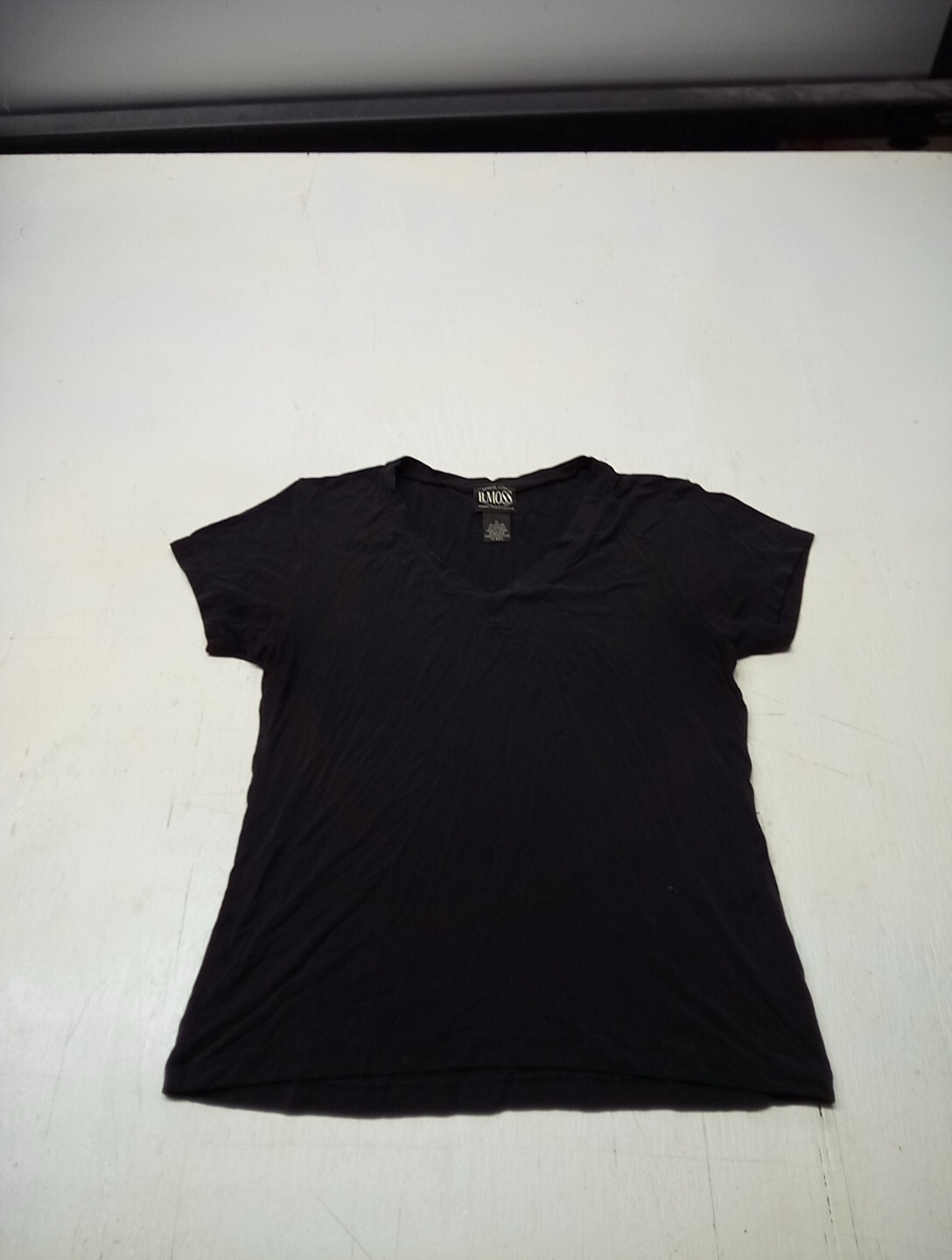 Women’s B. Moss Black Short Sleeve V-neck Top Size Medium 90% Rayon 10% Spandex