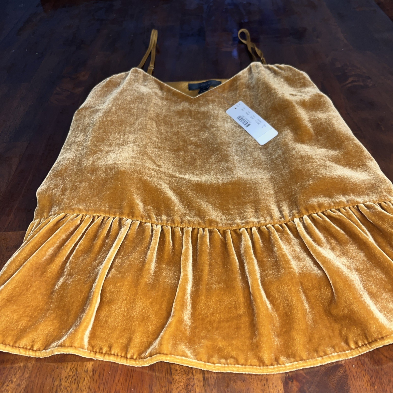 J. Crew Women’s Gold Velvet Sleeveless Top Tank Style Peplum New With Tags Sz 0