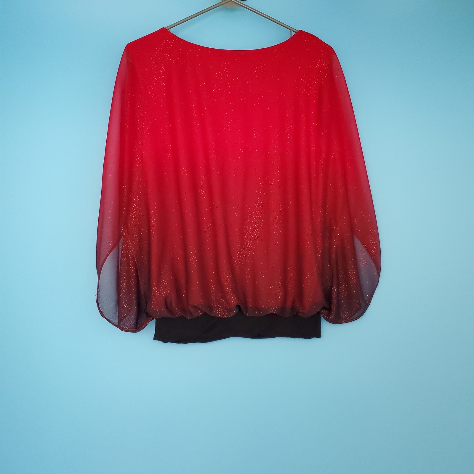 Sara Michelle Blouse Size Small Red & Black with Sleeveless Lining