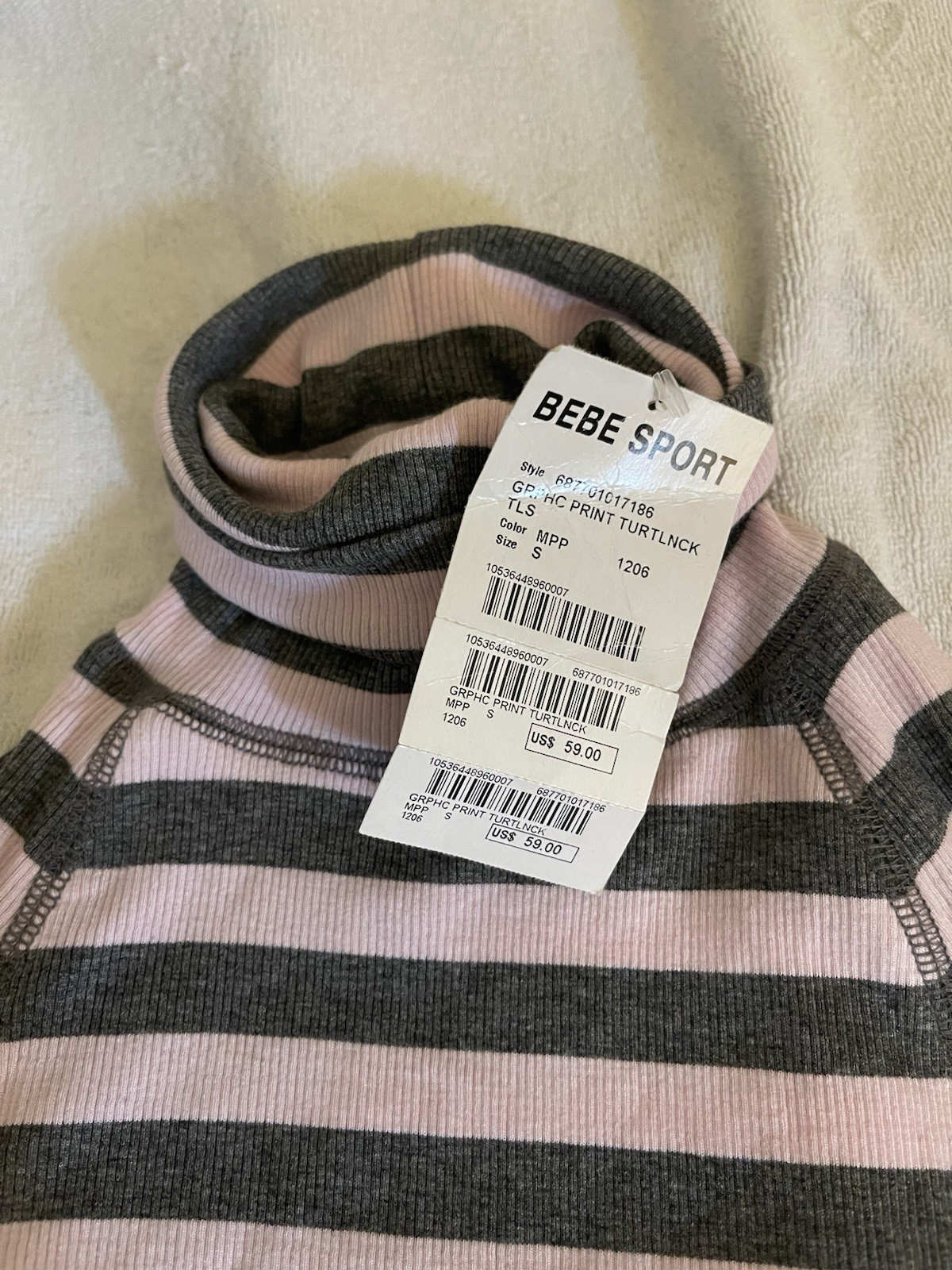 Bebe Sport Long Sleeve Turtleneck Sz S 100 % Authentic Brand New