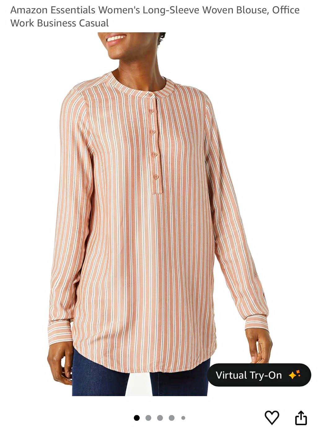 Amazon Essentials Women’s 2XL Viscose Popover Blouse Terracotta Stripe L/S