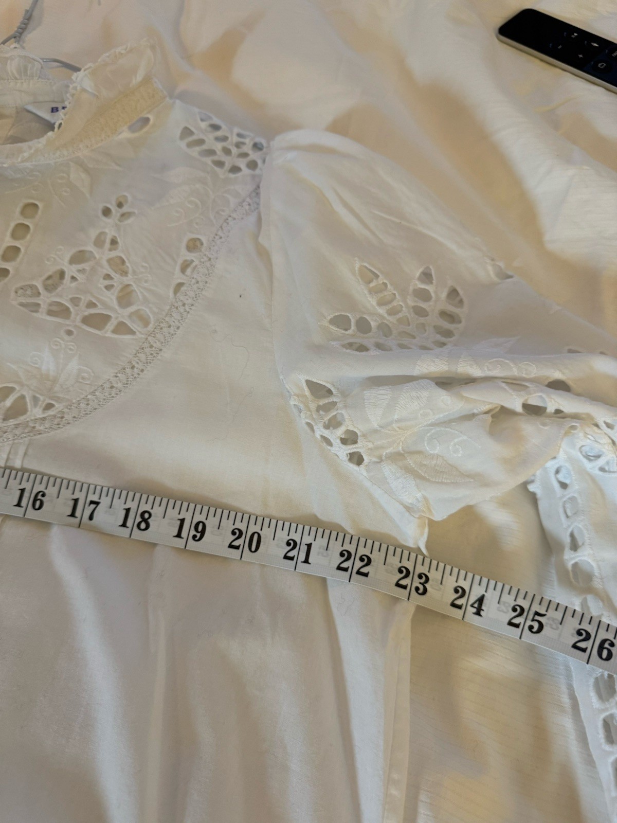 Brora Button Back Blouse- UK 16 -White Cotton Pintuck Pie Crust