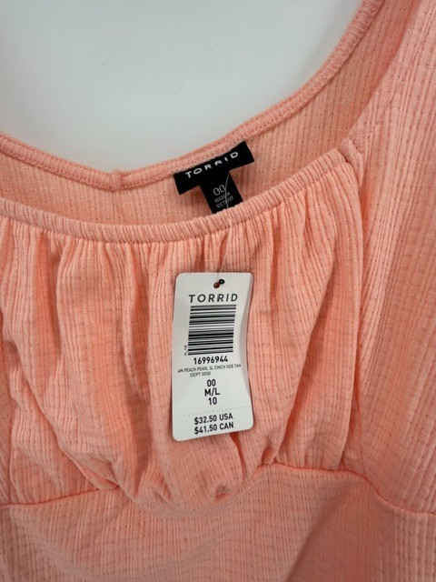 Torrid Textured Knit Tank Top 00 M/L 10 Double Scoop Neck Ruched Side Cinch