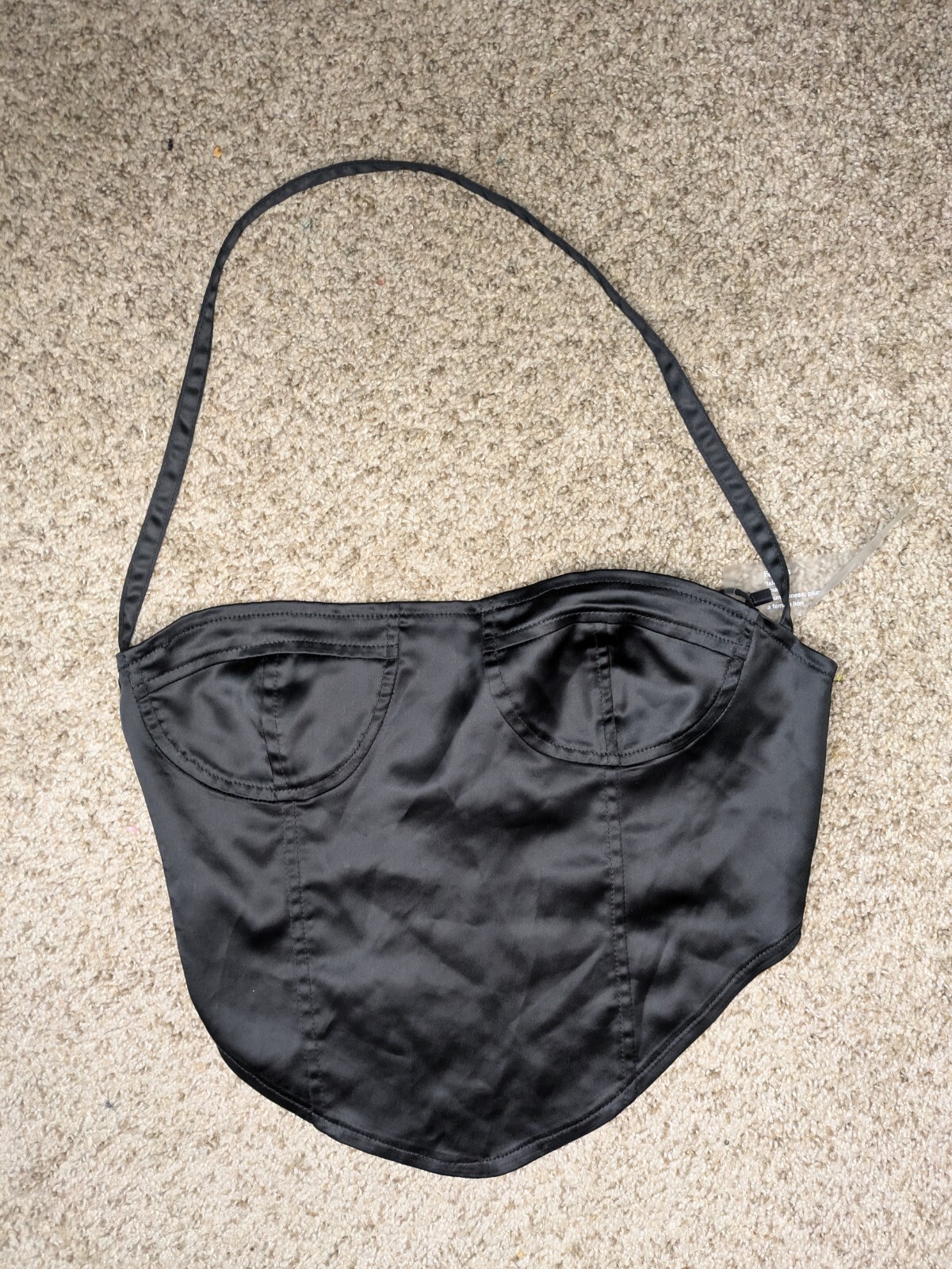 Lioness Black Satin Corset Halter Tank Top Size XS