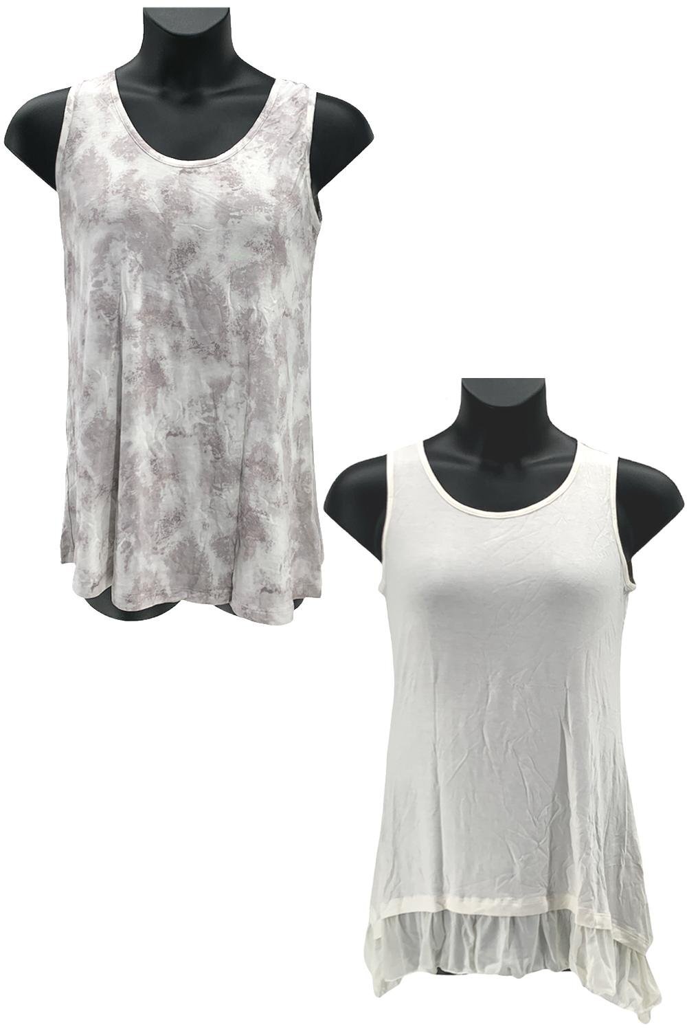LOGO Layers by Lori Goldstein 2 Tie-Dye & Solid Knit Tank Tops Pearl