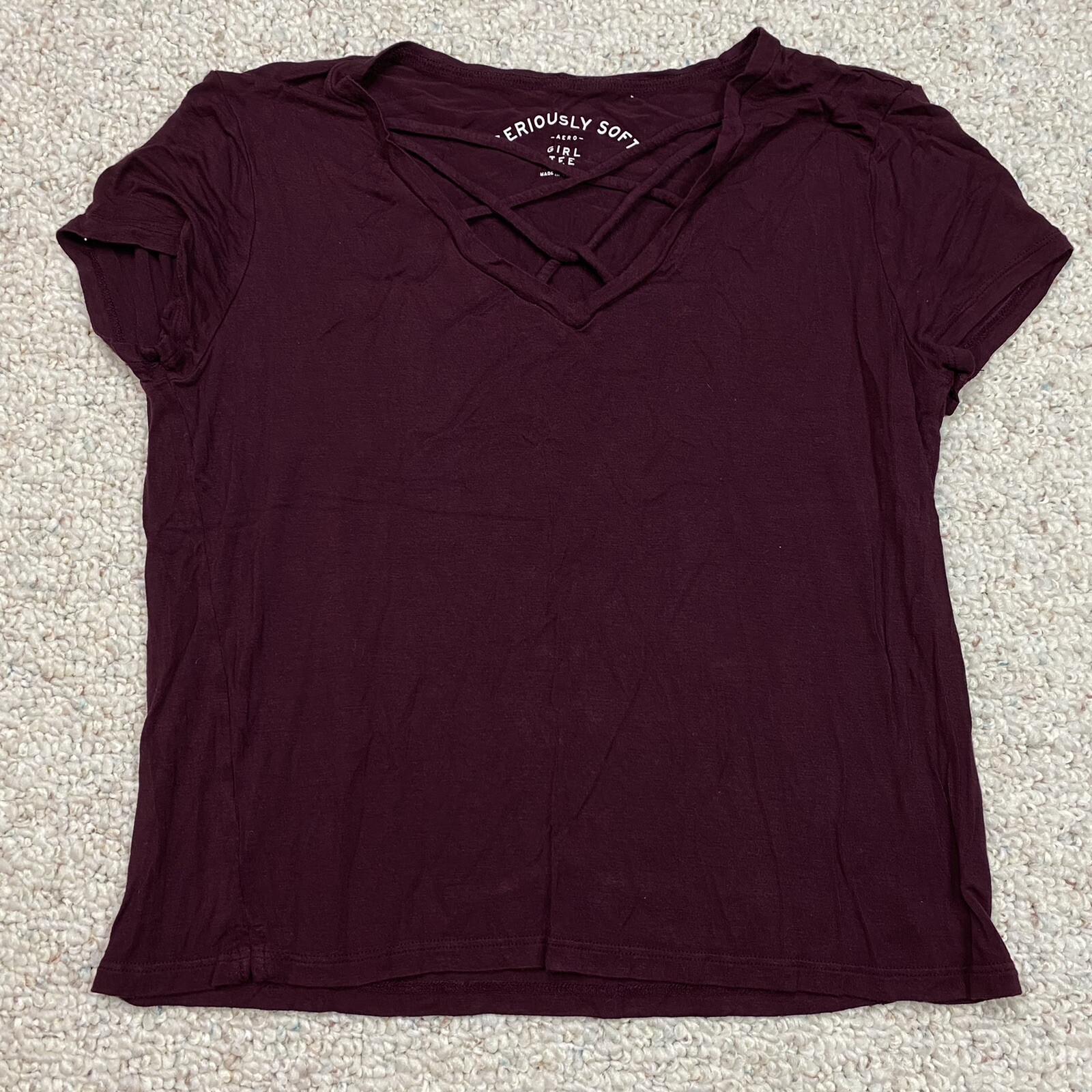 AERO Juniorss Top sz M Maroon Red Supeior Soft Girl Tee Soft Grunge Minimalist
