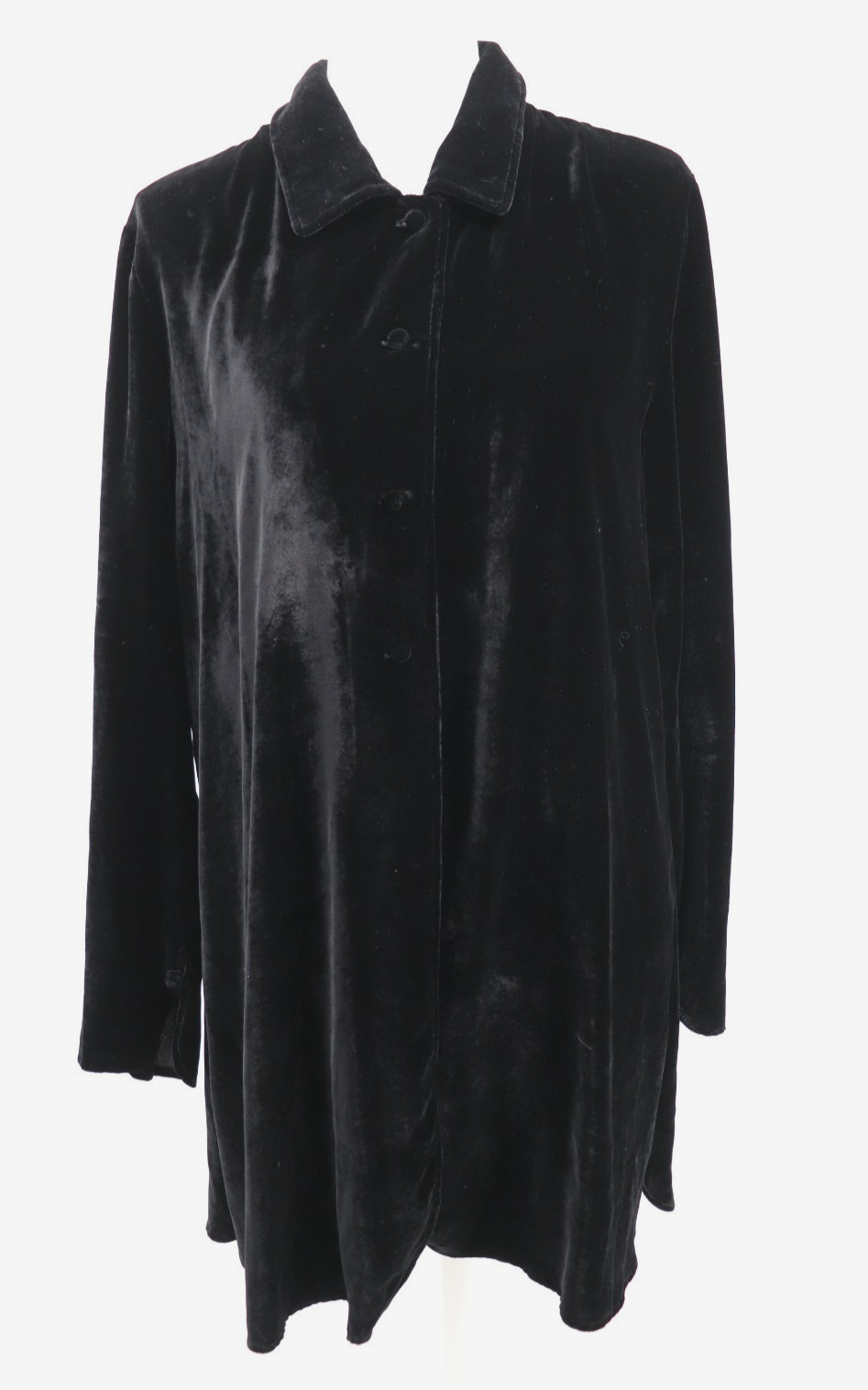 Soft Surroundings Silk Vevet Cardigan Women Sz Tall Medium Black Button Tunic TM