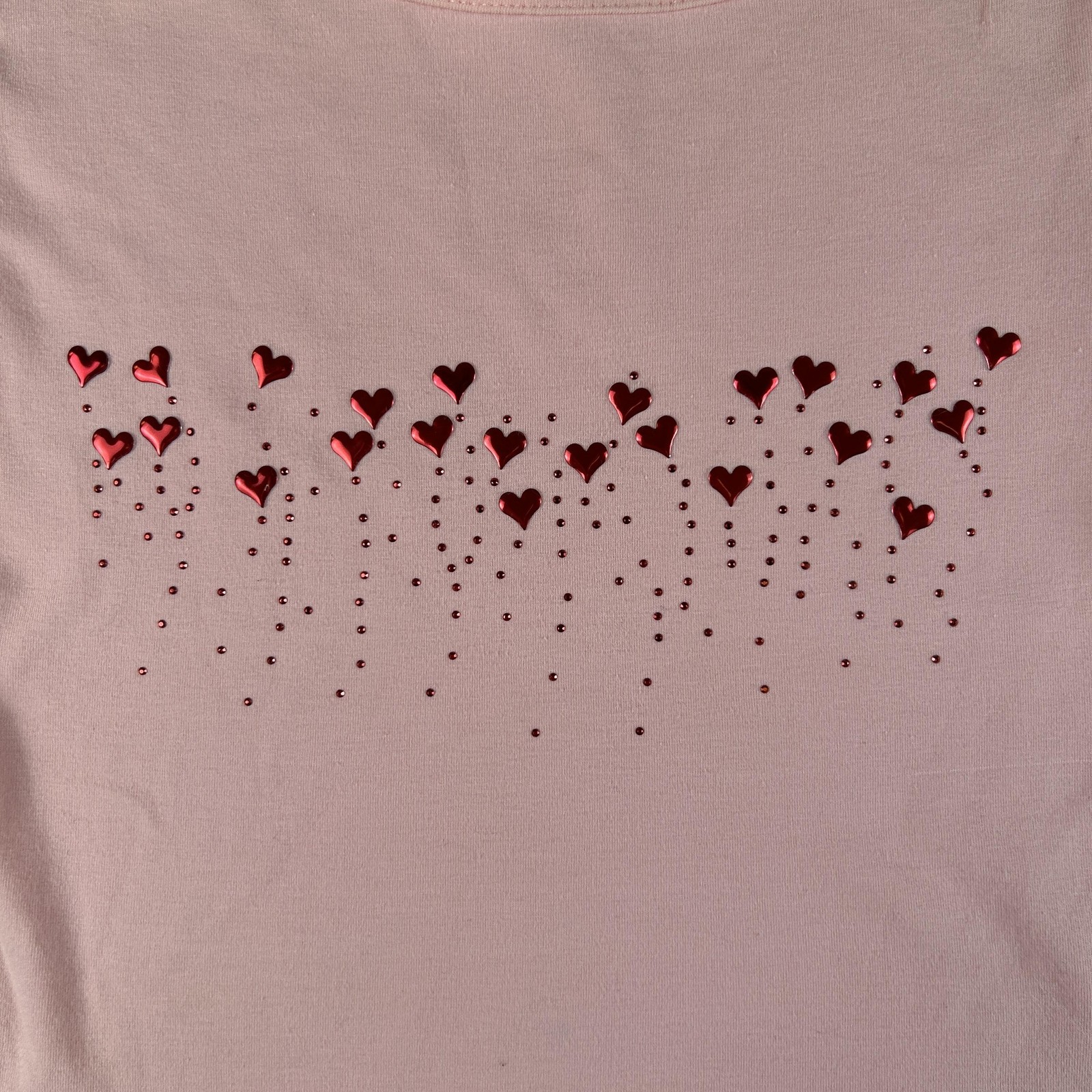 Vintage Lipsy Shirt Womens Small Heart Rhinestone Cap Sleeve Baby Tee Y2K USA