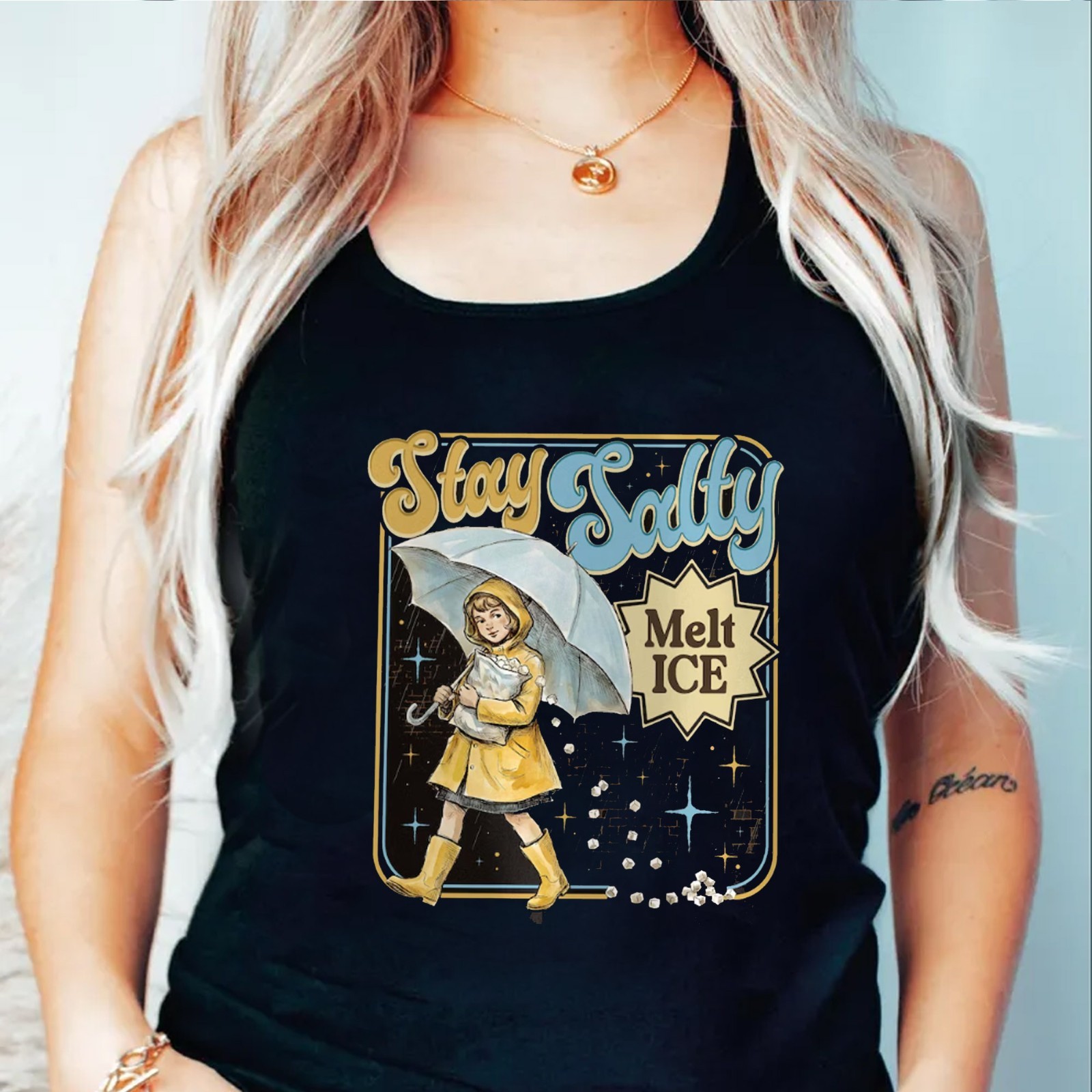 Retro Stay Salty Melt ICE Tank Top, Anti ICE Unisex Tanks, Anti Trump Tanks