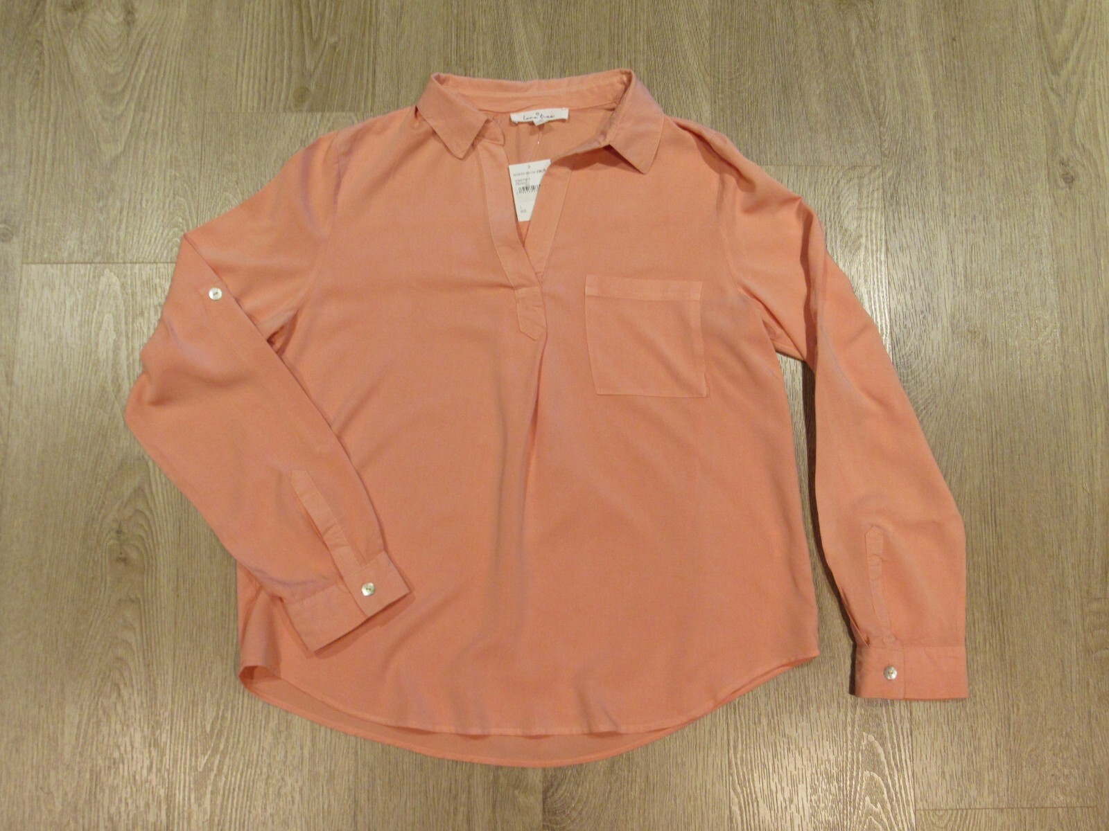 Love Tree ~ NWT Peach Oversize Long Roll Tab Sleeves ~ L New!
