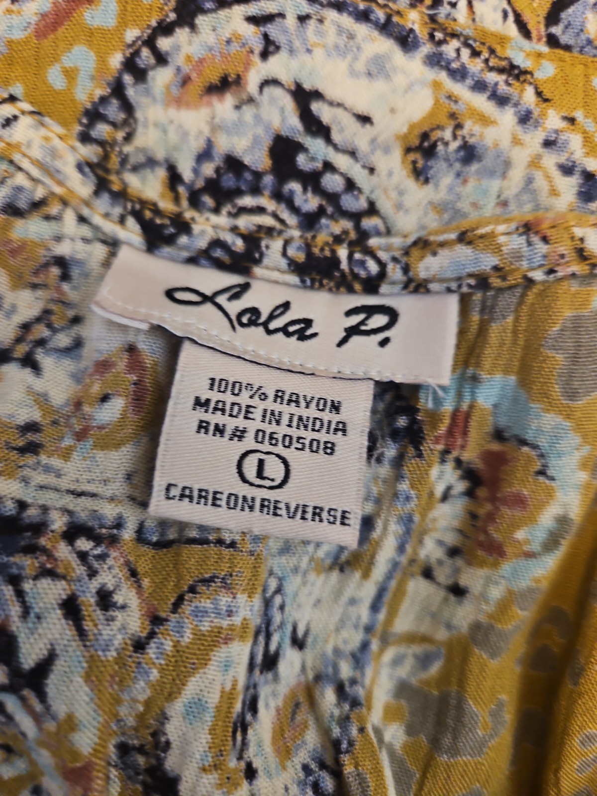 Lola P Floral Paisley Sleeveless Babydoll Tunic Tiered Boho Tan Size Large