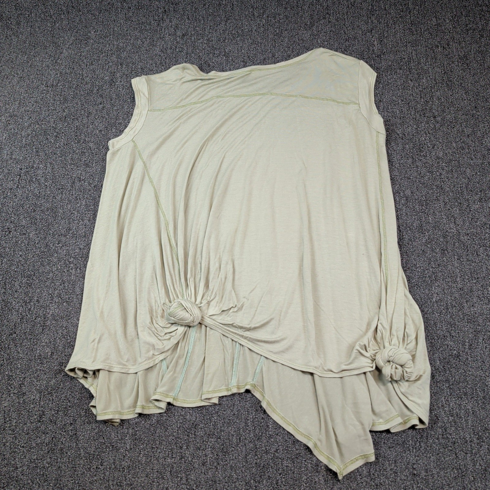 Vision USA Avant Garde Asymmetrical Knot Back Tank Top OS Sage Green Lagenlook