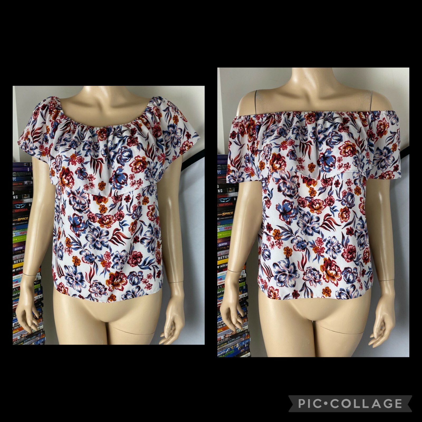 Cooper & Ella Off The Shoulder Blouse Womens M Floral Boho Chic Beachy Pretty
