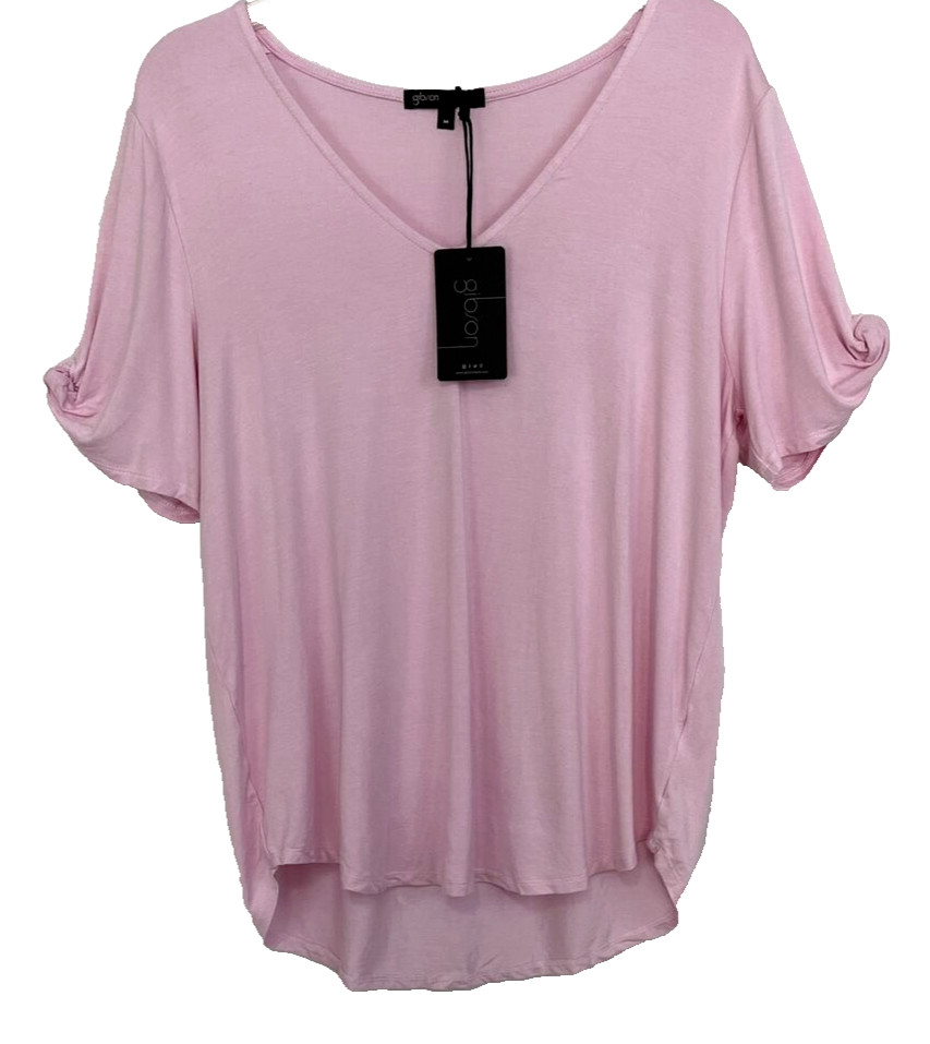 Gibson Look Twist Sleeve T Shirt Sz M Pink Short Sleeve A380416 Women CBi11