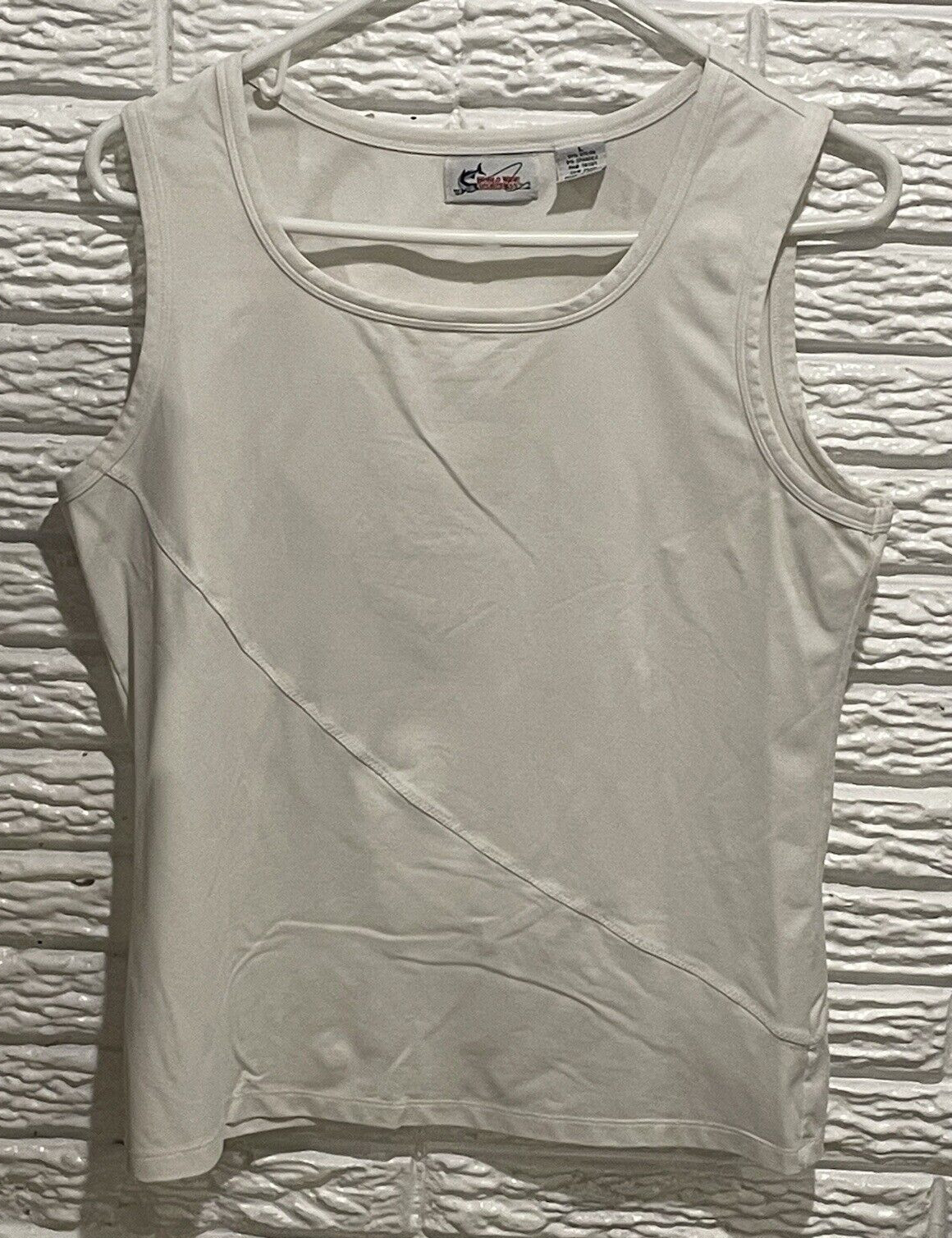 World Wide Sportsman White Sleeveless Tank Top Size Large Nylon/Spandex