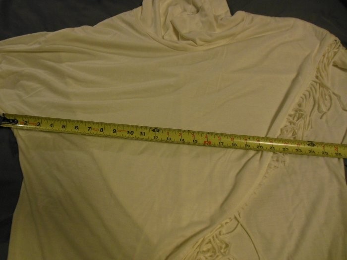 Ladies Salon Studio Ivory Cowl Neck Fringed Top Large T202